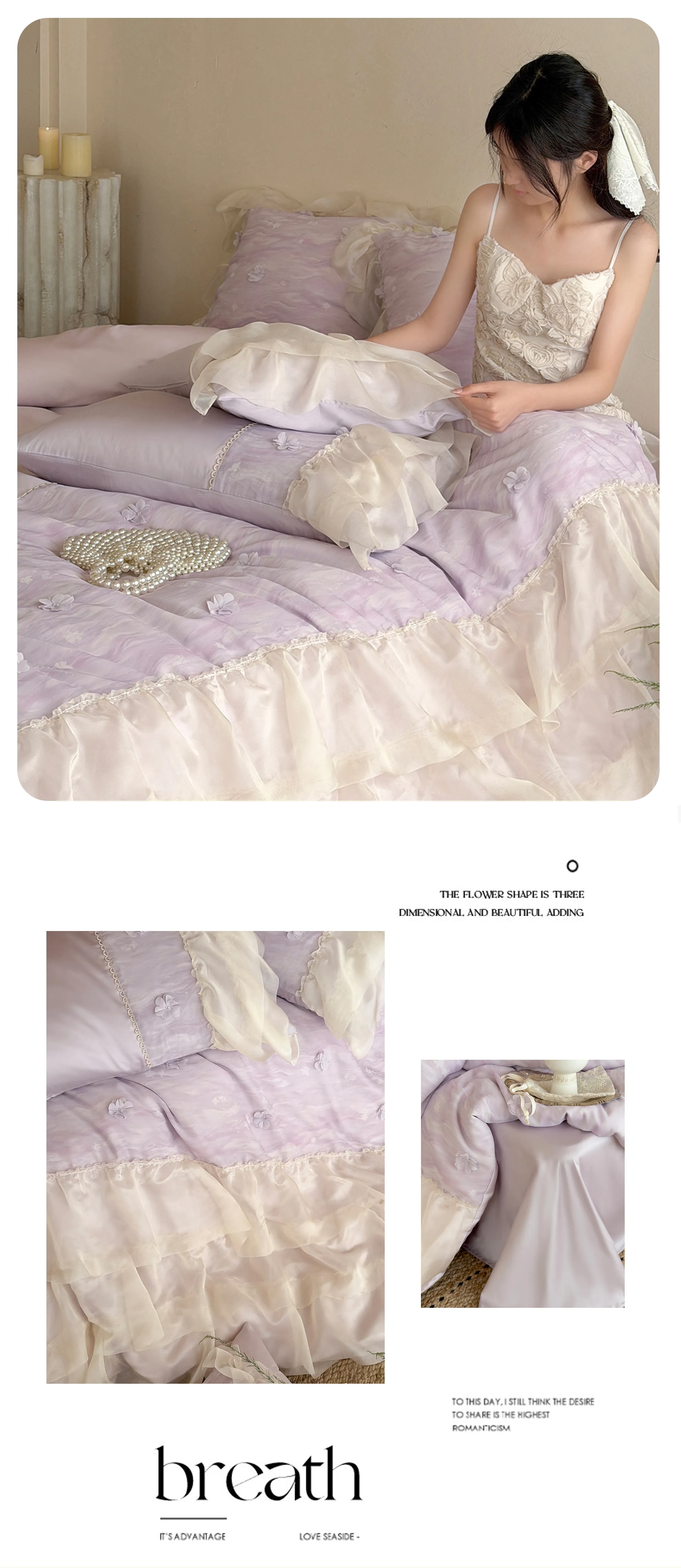 3D-Floral-50S-Double-Ply-100-Cotton-Sheer-Chiffon-Edges-Bedding-Set17