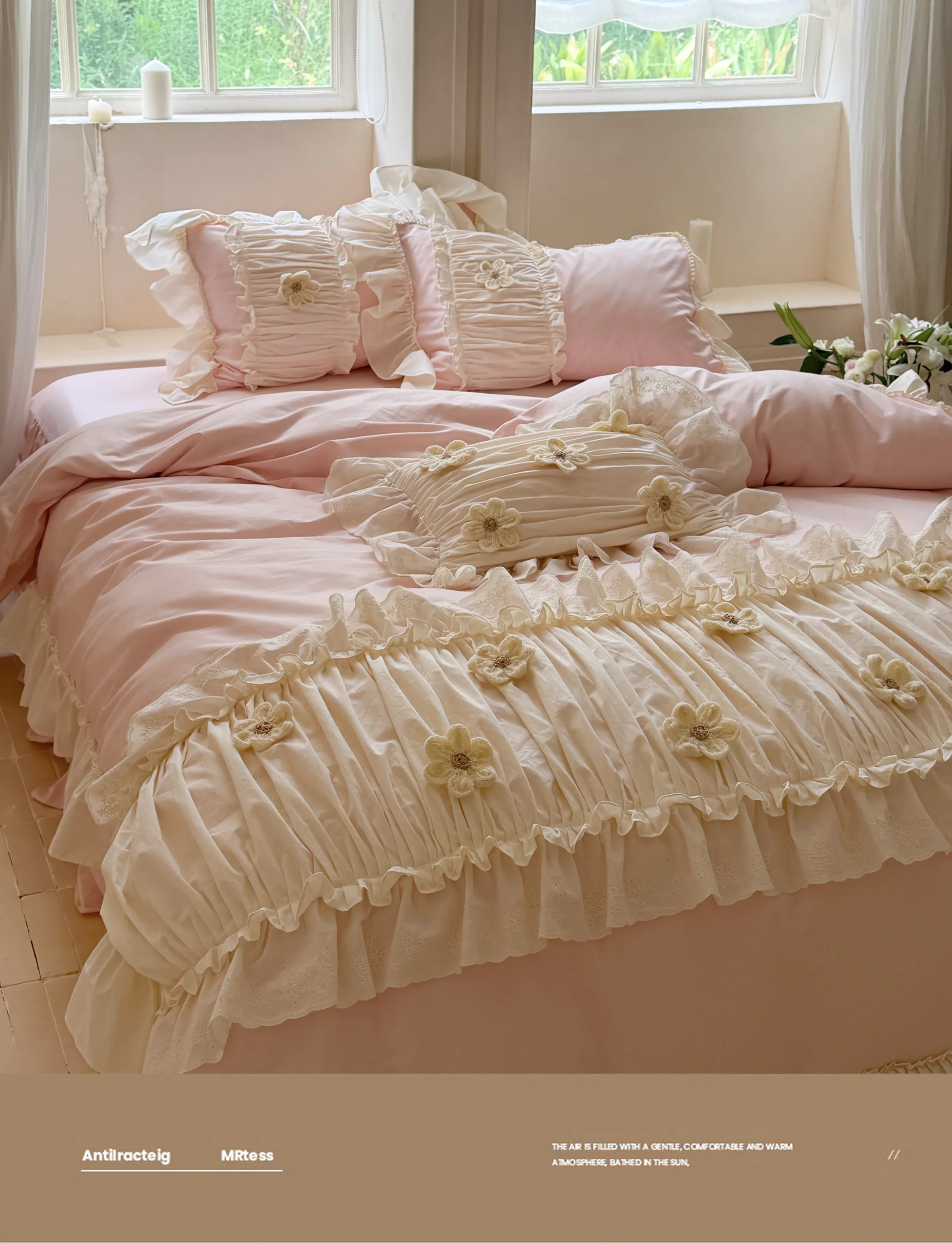 Aesthetic-Coquette-Pleated-40S-Pure-Cotton-4-Piece-Comforter-Cover-Set10