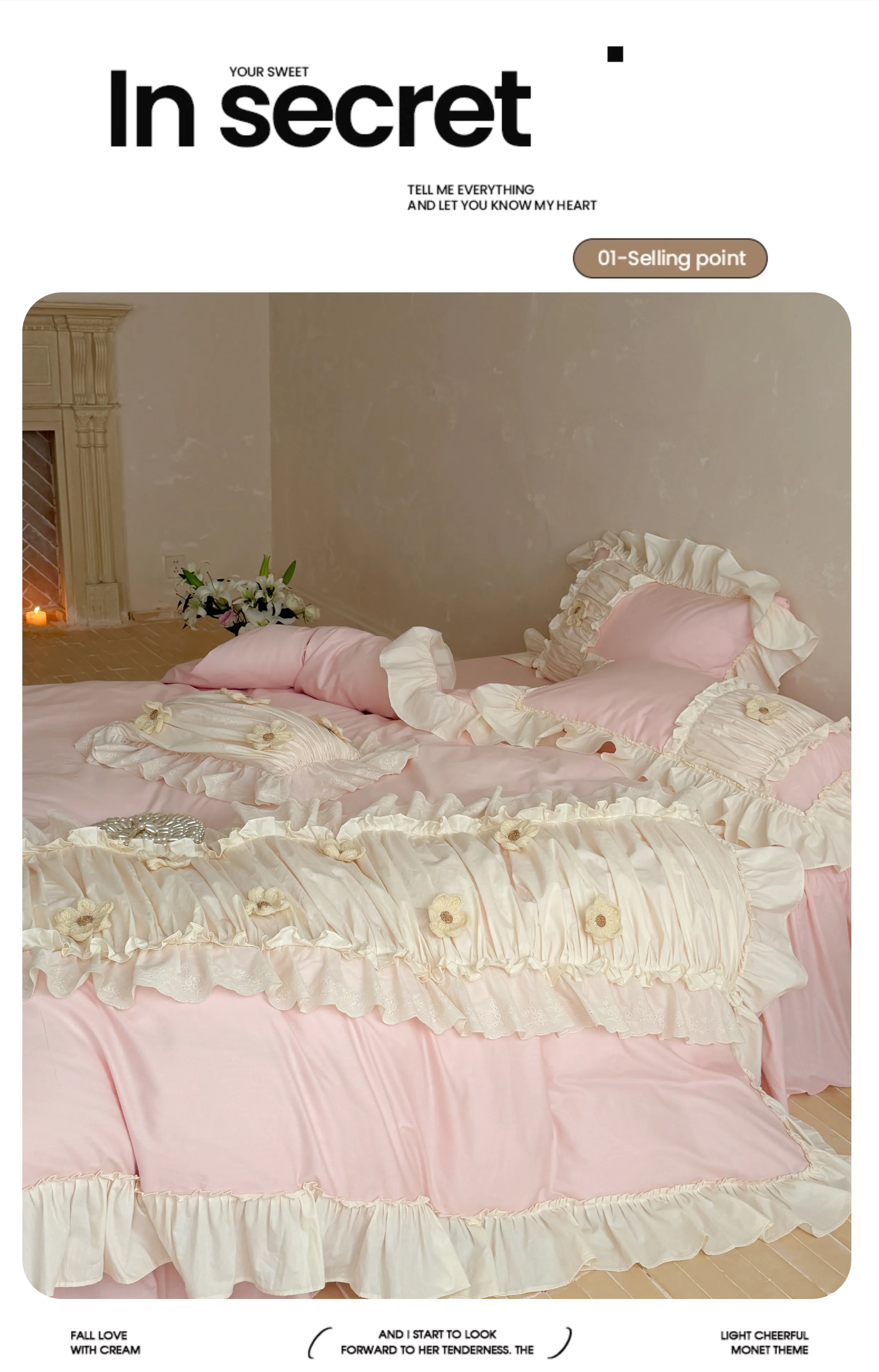 Aesthetic-Coquette-Pleated-40S-Pure-Cotton-4-Piece-Comforter-Cover-Set11