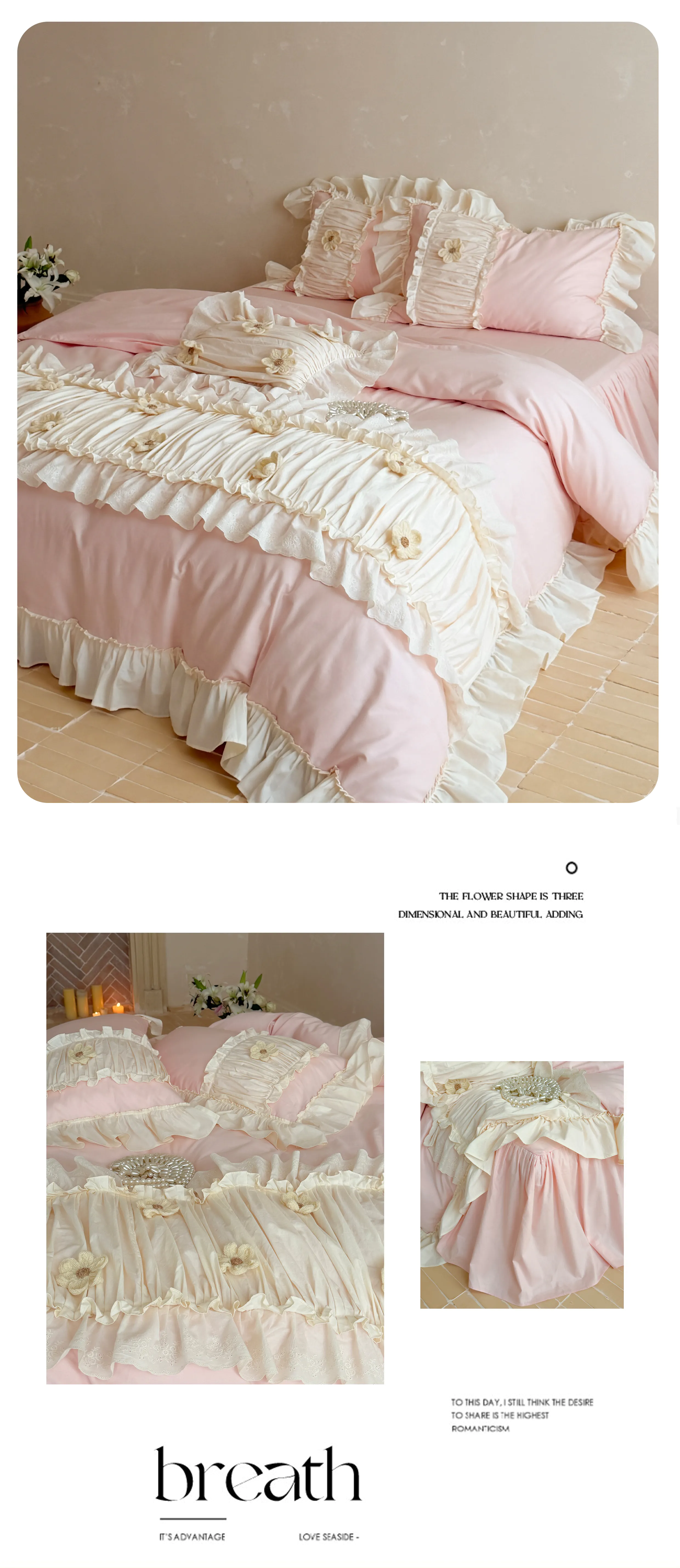 Aesthetic-Coquette-Pleated-40S-Pure-Cotton-4-Piece-Comforter-Cover-Set12