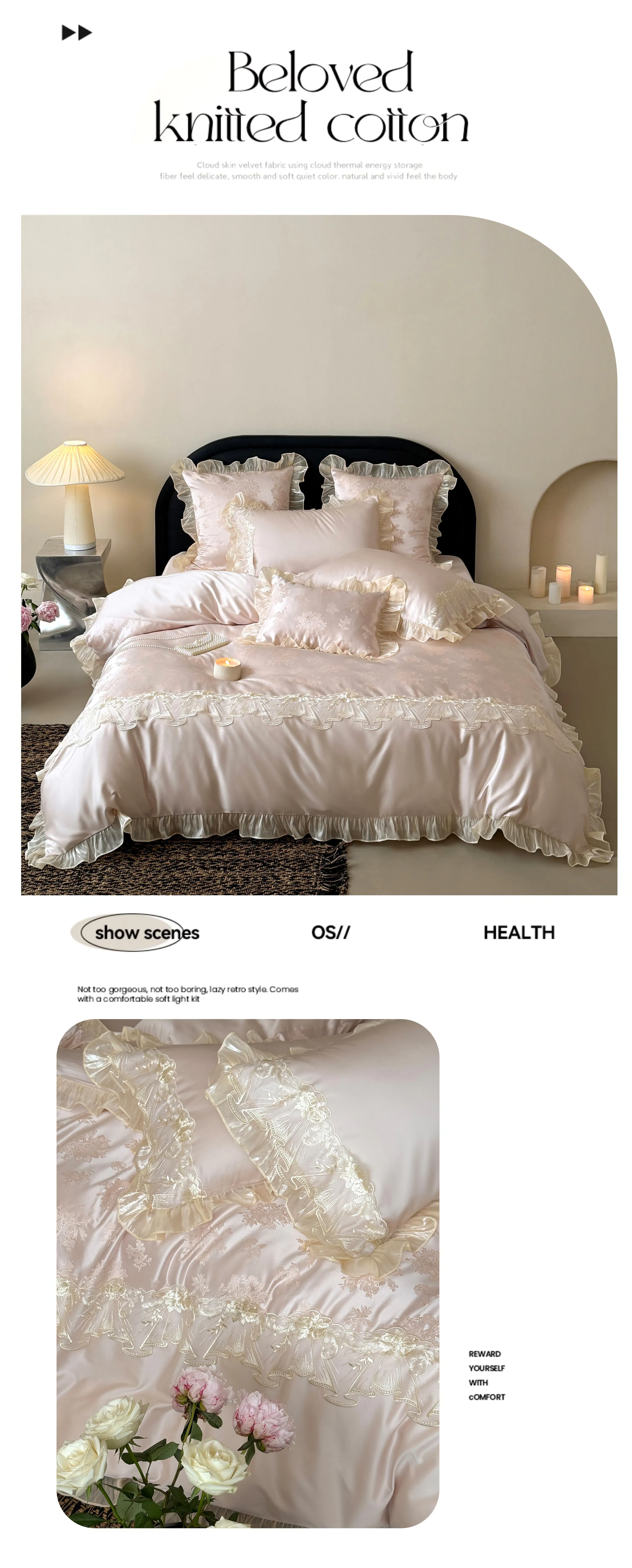 Aesthetic-Princess-Floral-Jacquard-Layered-Lace-Ruffle-Cotton-Bedding-Set13