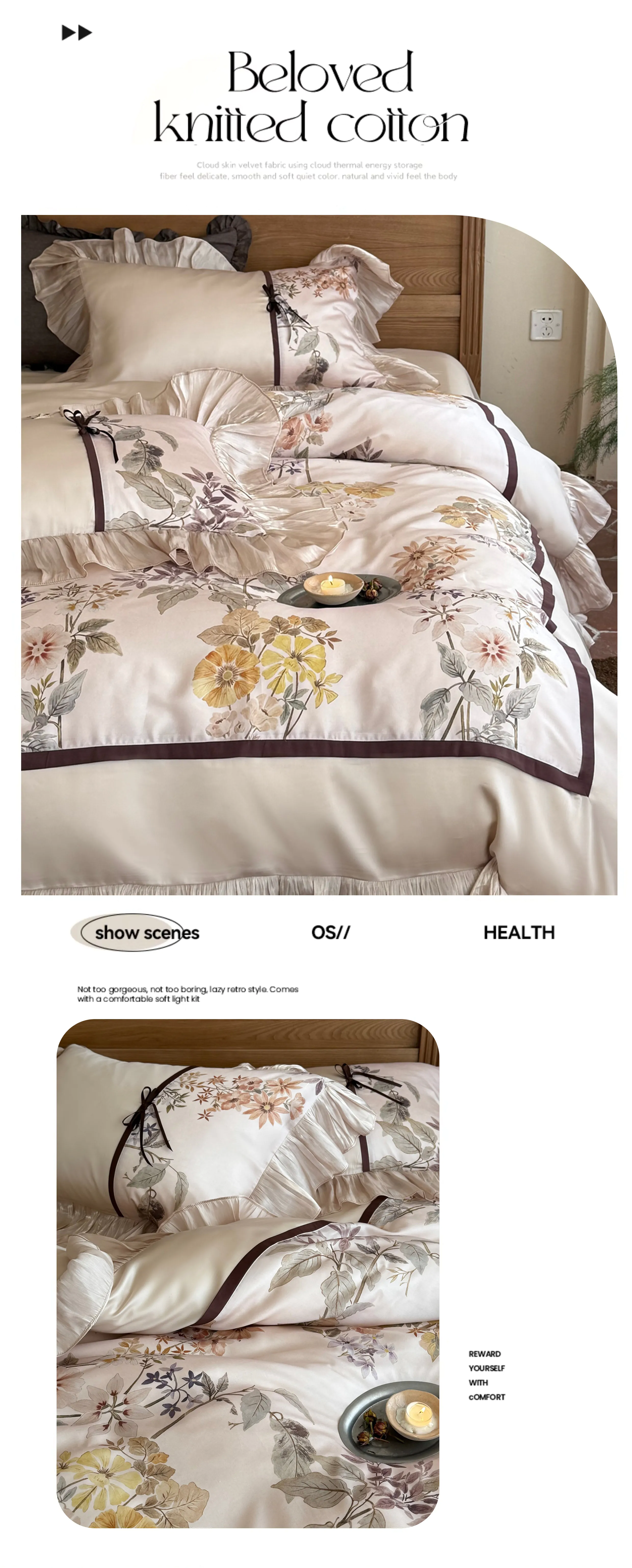 Begonia-Floral-Print-60S-Tencel-Duvet-Cover-Sheet-Pillowcases-4-Pcs-Set09