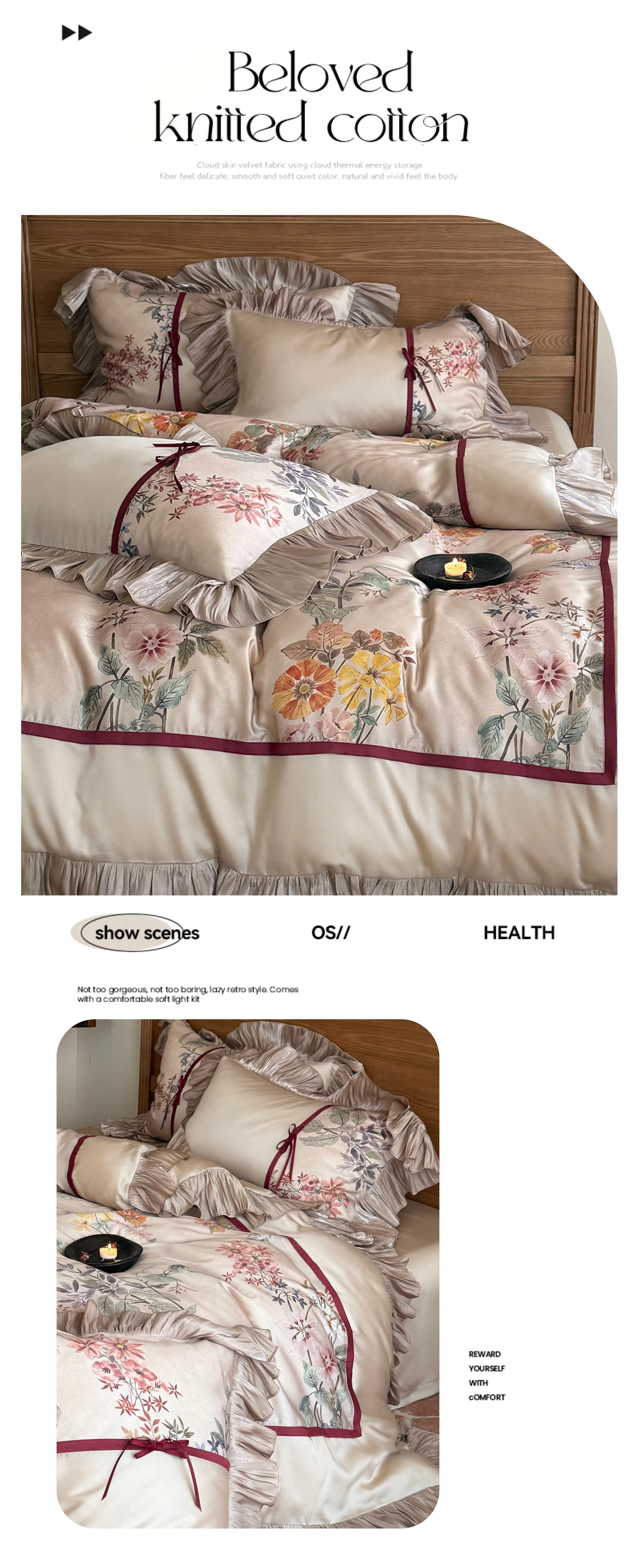 Begonia-Floral-Print-60S-Tencel-Duvet-Cover-Sheet-Pillowcases-4-Pcs-Set14