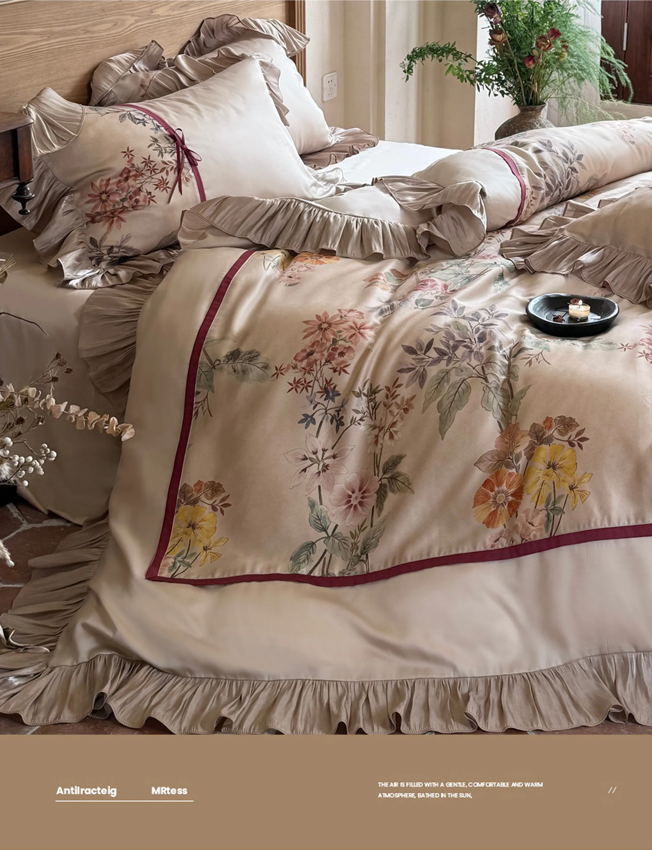 Begonia-Floral-Print-60S-Tencel-Duvet-Cover-Sheet-Pillowcases-4-Pcs-Set15