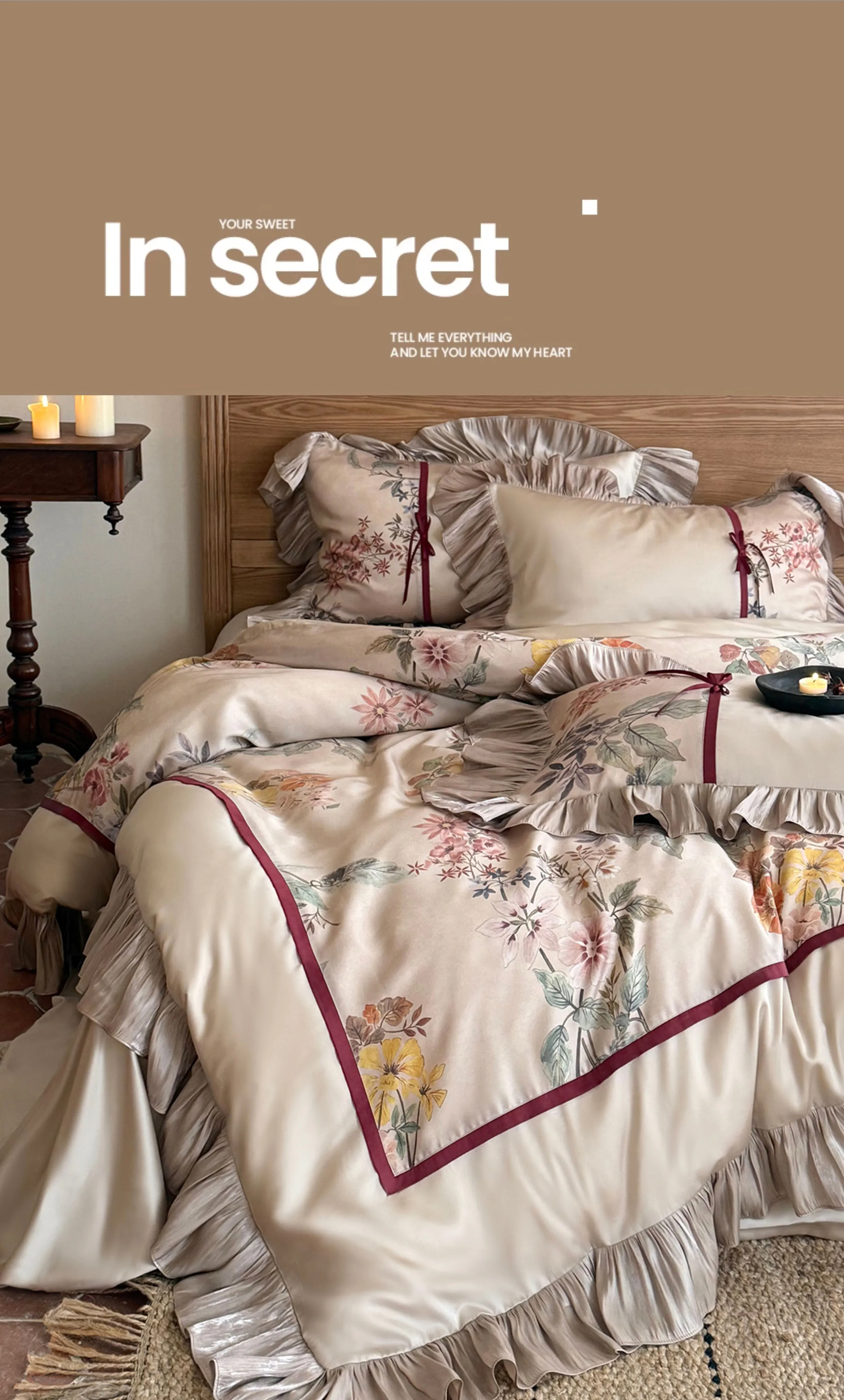 Begonia-Floral-Print-60S-Tencel-Duvet-Cover-Sheet-Pillowcases-4-Pcs-Set18