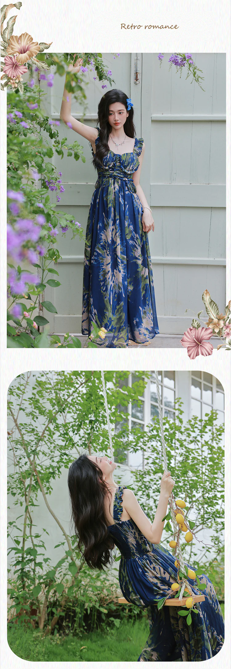 Boho-Chic-Blue-Oil-Painting-Print-Ruffle-Straps-Slip-Dress-with-Cardigan-Set12