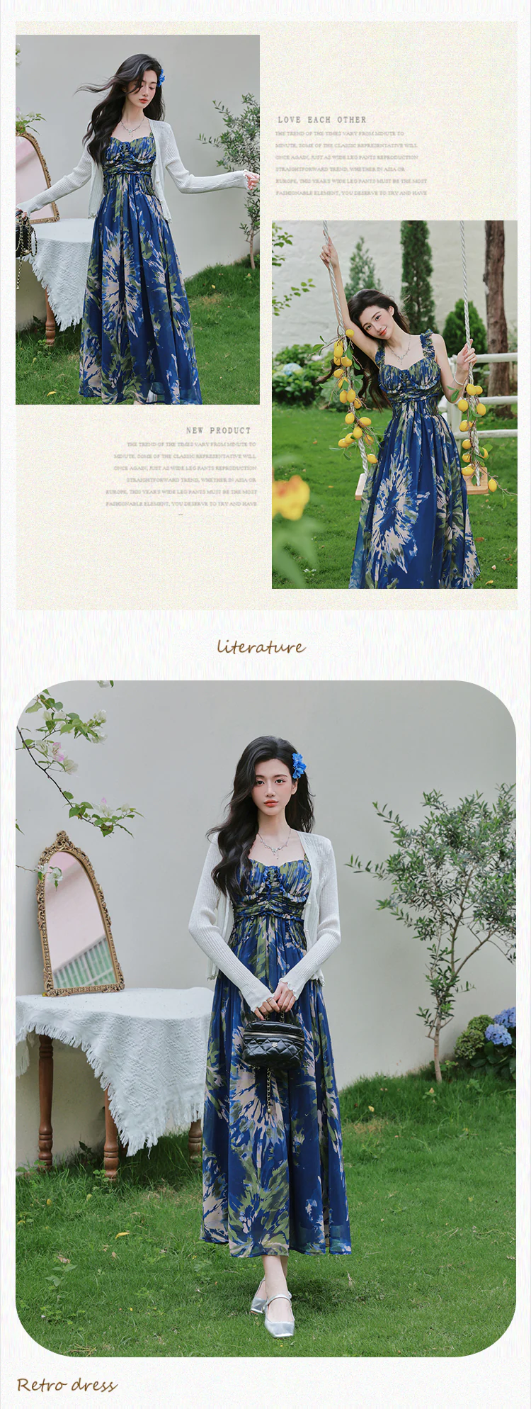 Boho-Chic-Blue-Oil-Painting-Print-Ruffle-Straps-Slip-Dress-with-Cardigan-Set14