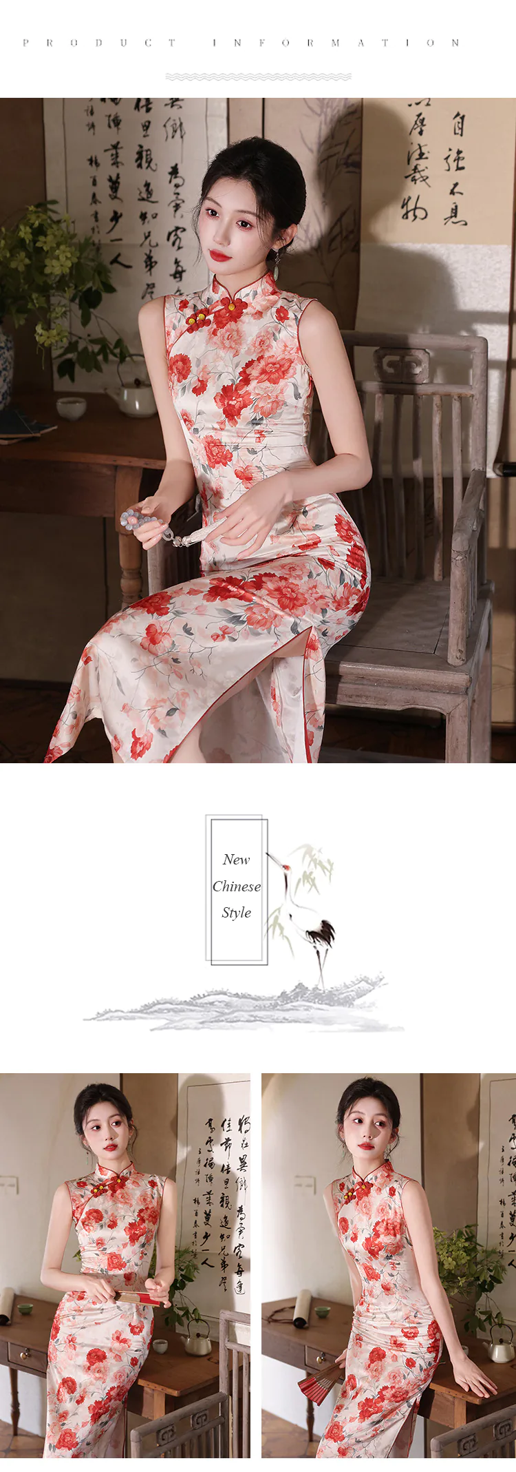 Classic-Pankou-Button-Sleeveless-Floral-Blossom-Print-Side-Slits-Qipao-Dress08