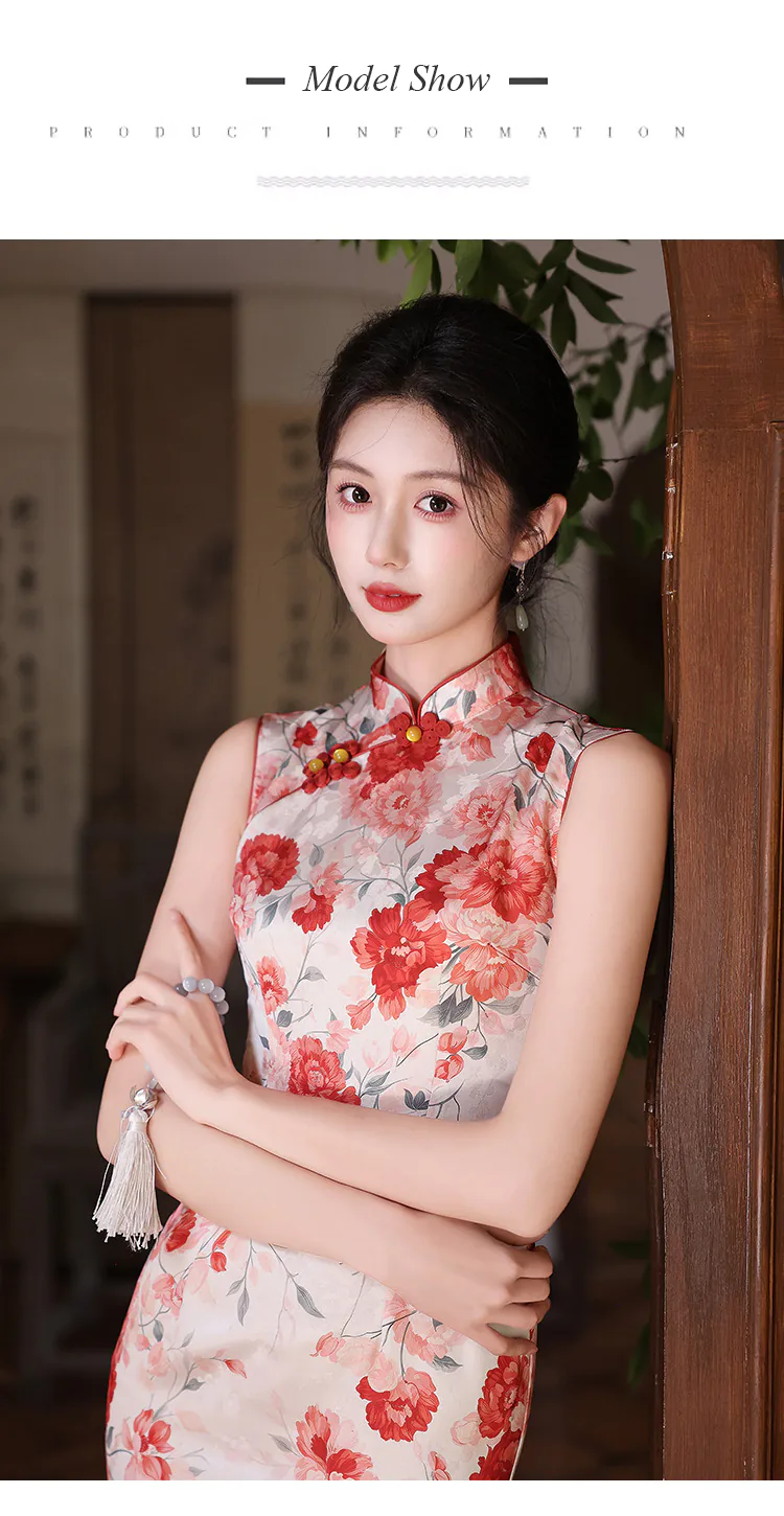 Classic-Pankou-Button-Sleeveless-Floral-Blossom-Print-Side-Slits-Qipao-Dress11
