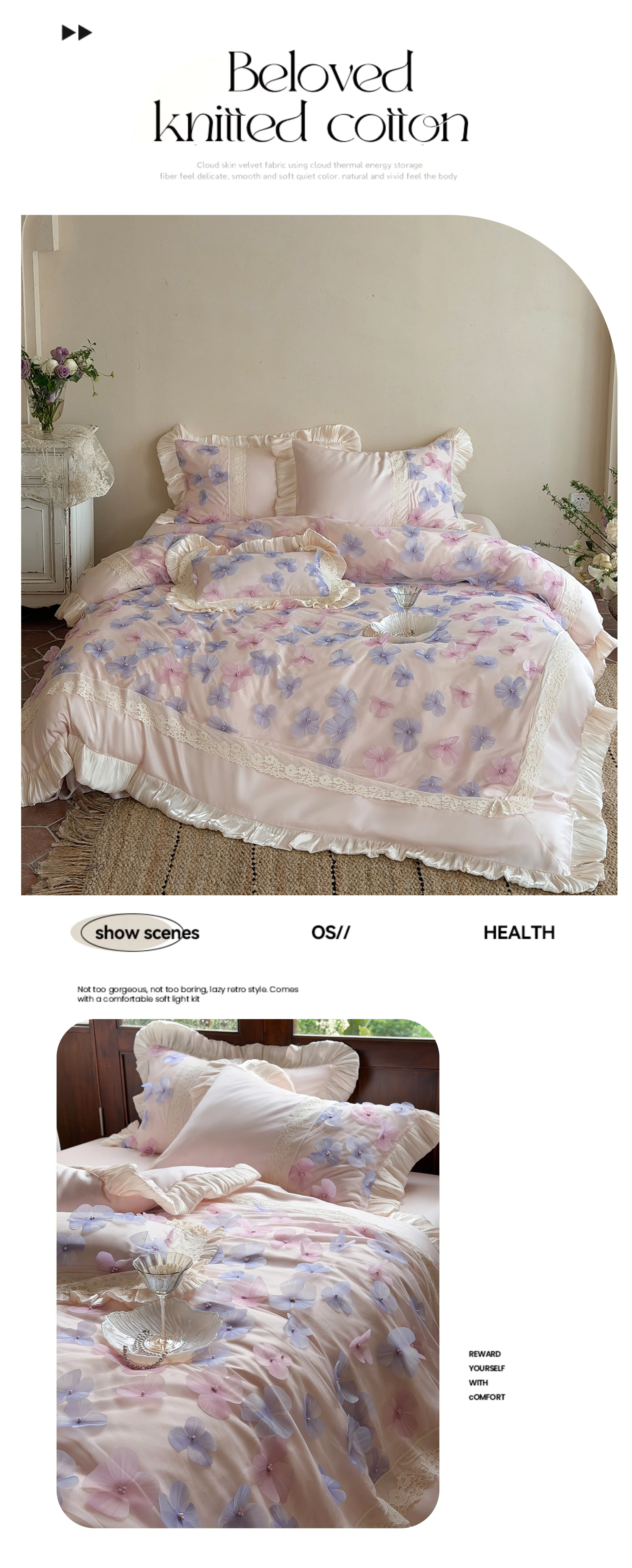 Coquette-Aesthetic-3D-Applique-Floral-100S-Cotton-Ruffle-Duvet-Cover-Set07
