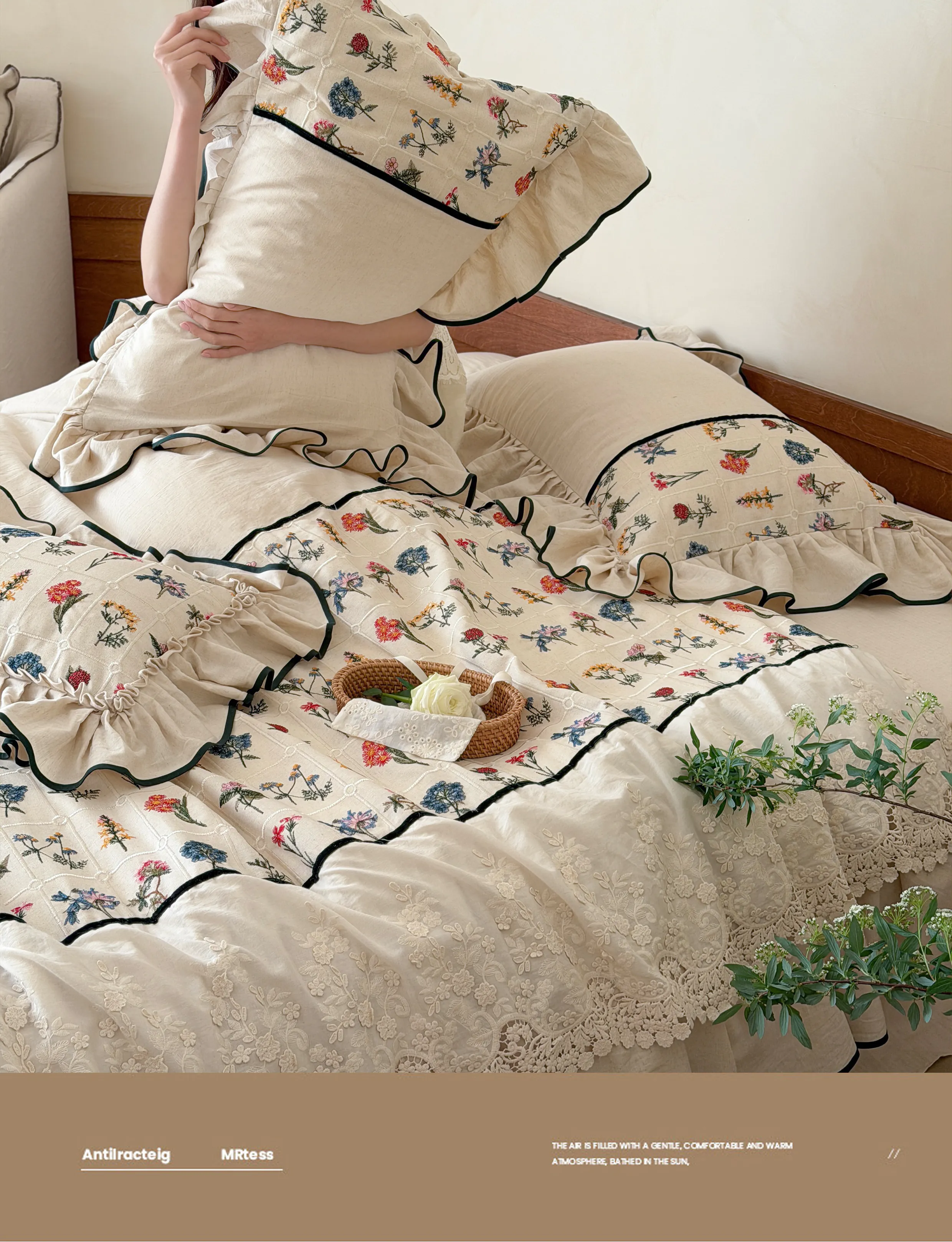 Cottagecore-Botanical-Floral-Embroidery-Cotton-Linen-4-Piece-Bedding-Set08