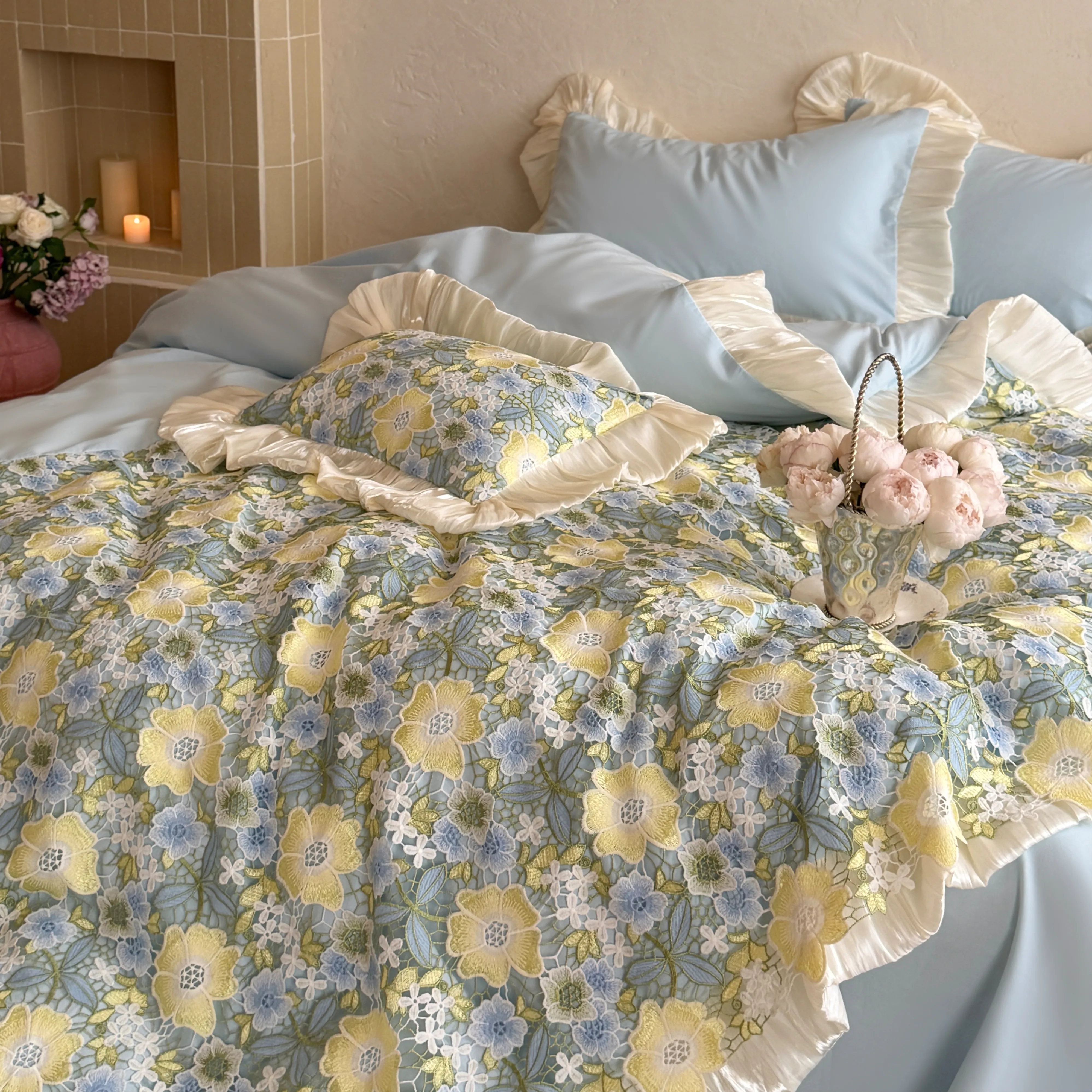 Cottagecore Floral 40s Washed Cotton All Seasons Duvet Cover 4 Pcs Set04 Cottagecore Floral 40s Washed Cotton All Seasons Duvet Cover 4 Pcs Set04