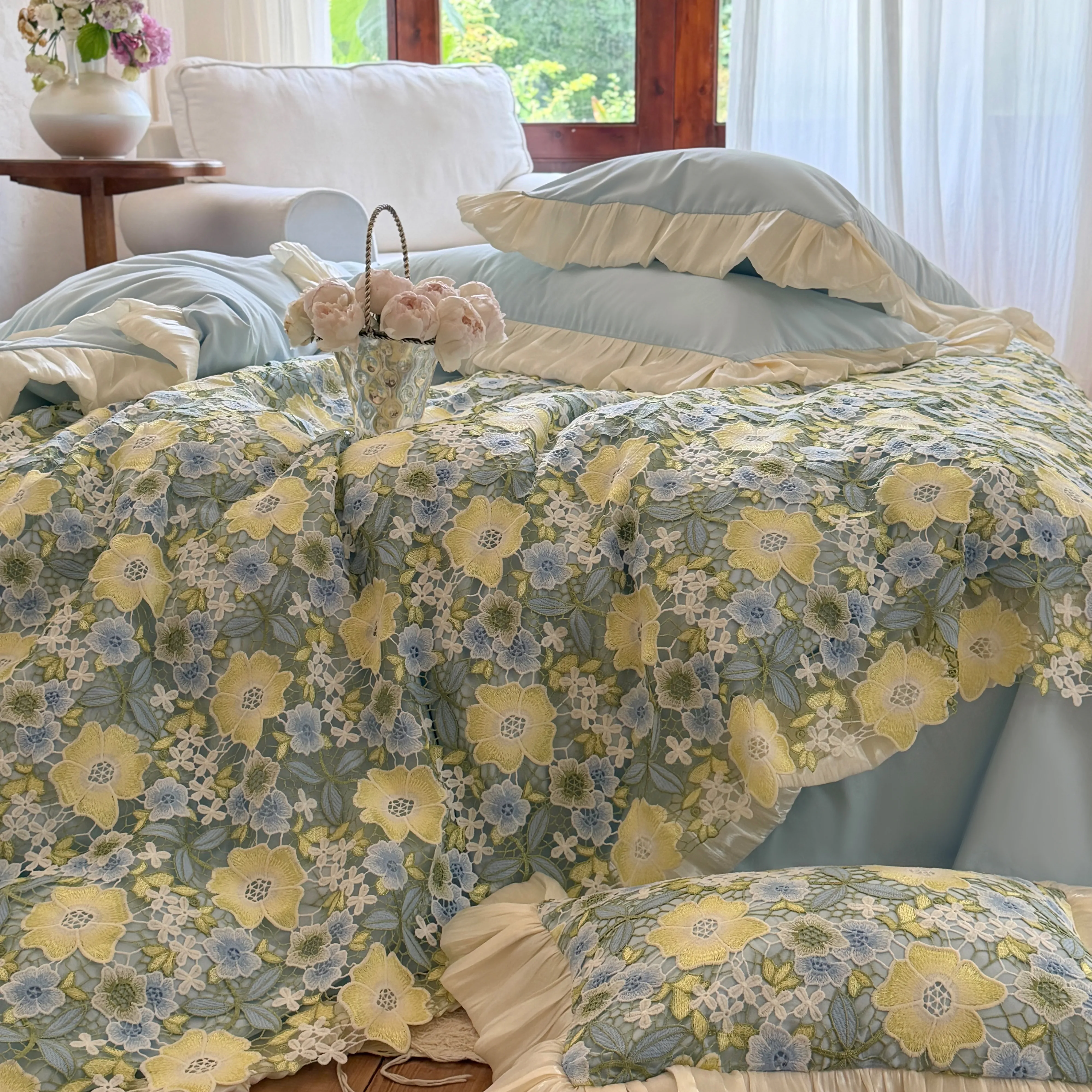 Cottagecore Floral 40s Washed Cotton All Seasons Duvet Cover 4 Pcs Set05 Cottagecore Floral 40s Washed Cotton All Seasons Duvet Cover 4 Pcs Set05