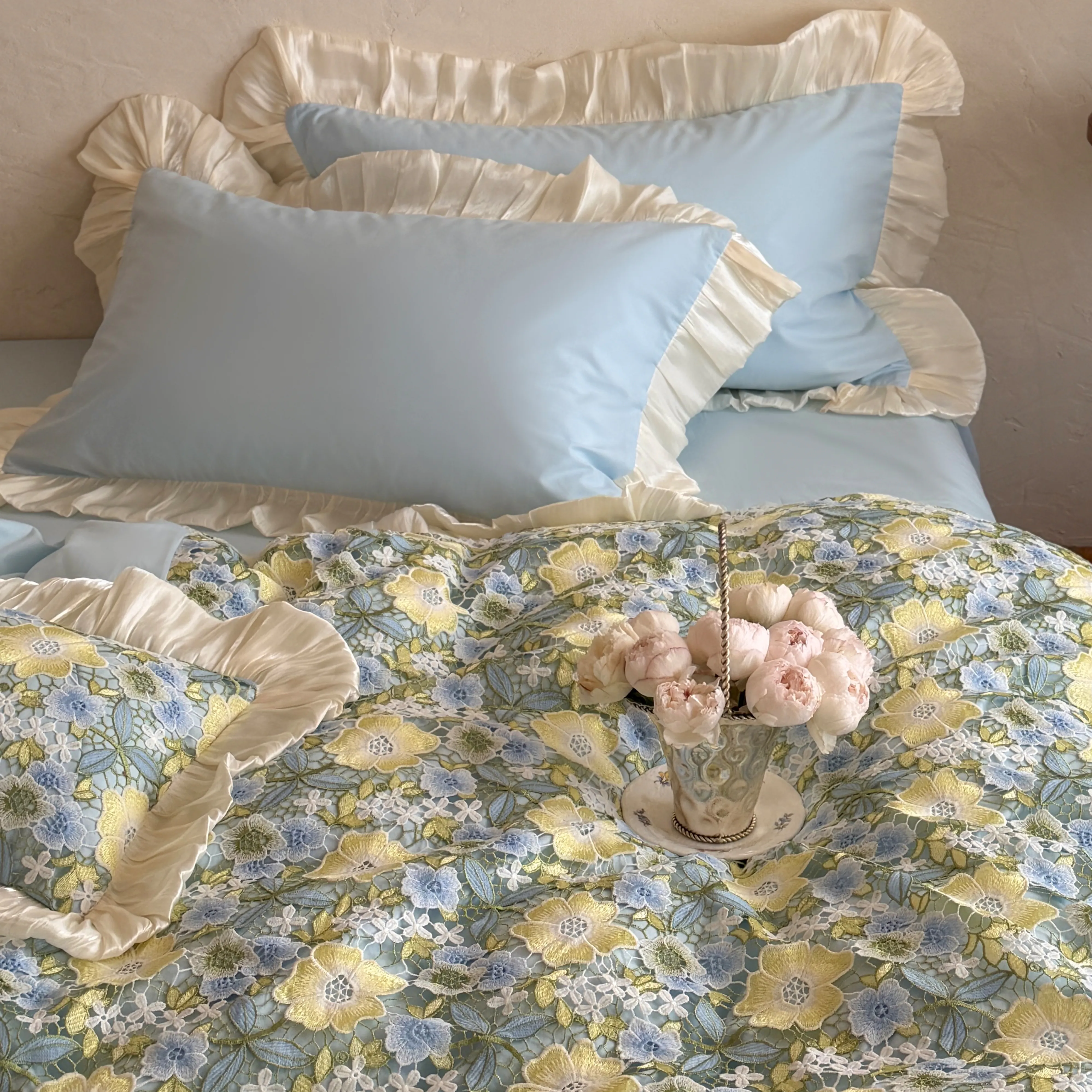 Cottagecore Floral 40s Washed Cotton All Seasons Duvet Cover 4 Pcs Set06 Cottagecore Floral 40s Washed Cotton All Seasons Duvet Cover 4 Pcs Set06