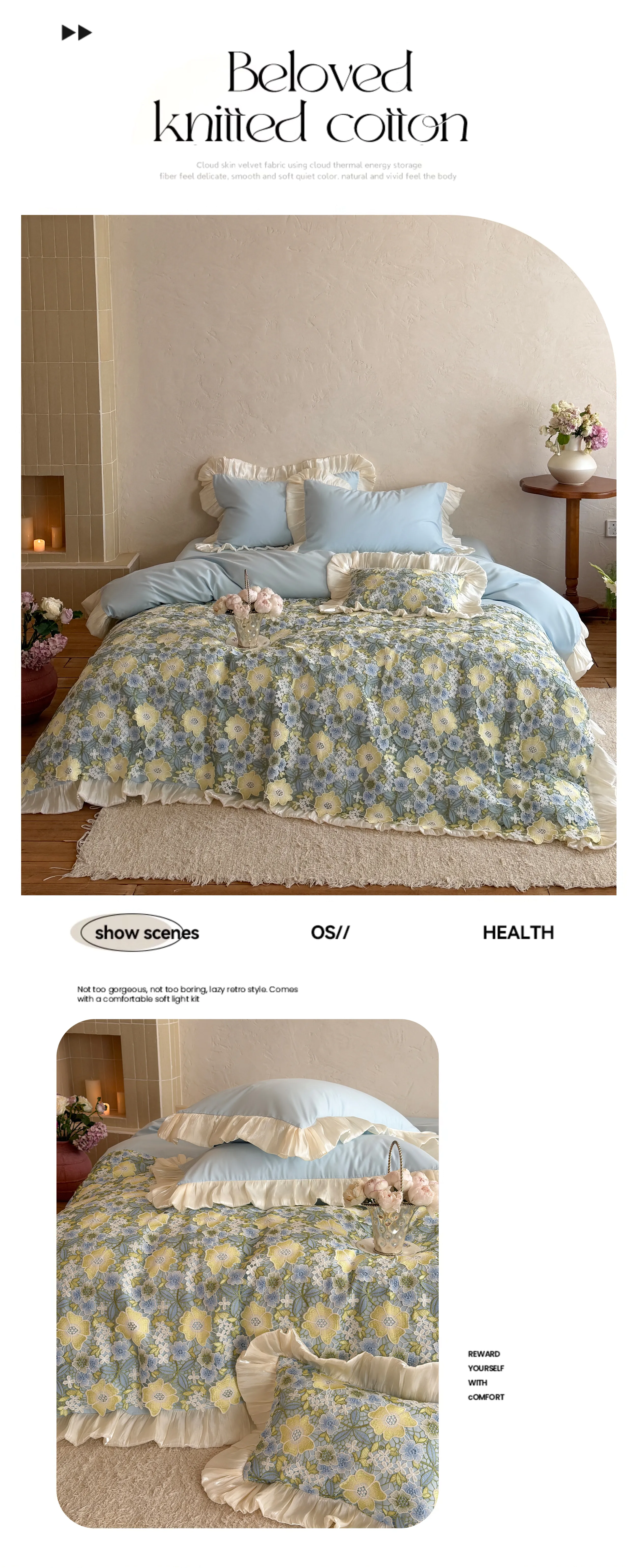 Cottagecore-Floral-40s-Washed-Cotton-All-Seasons-Duvet-Cover-4-Pcs-Set10