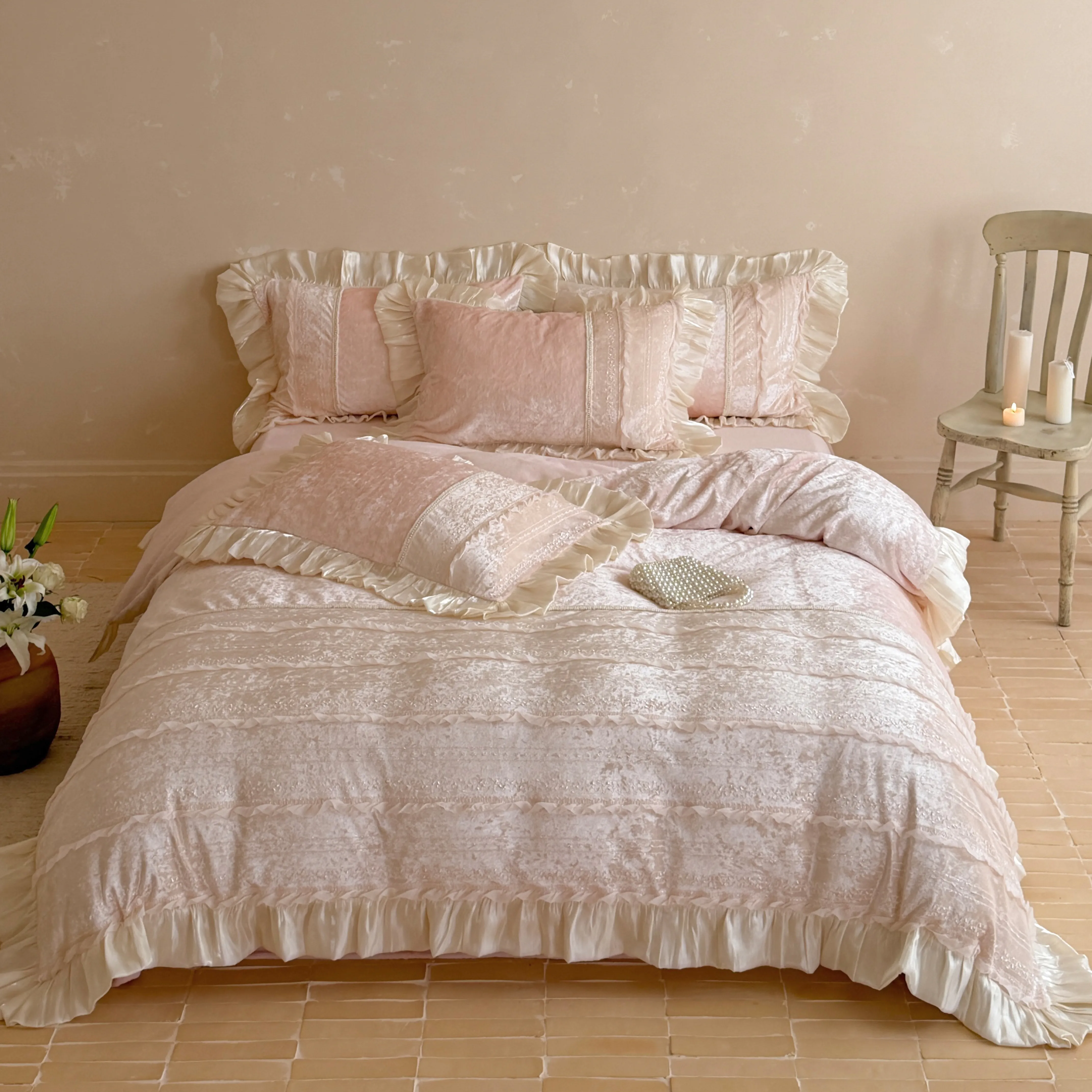 Cozy Princess Heavyweight Milk Velvet Plush Fleece Comforter Cover Set01