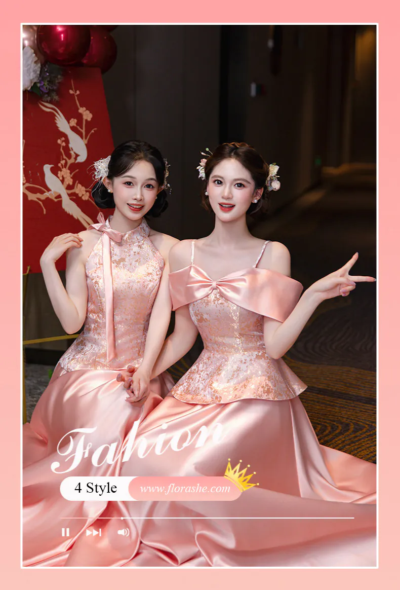 Elegant-Floral-Brocade-Jacquard-Satin-Skirt-Wedding-Party-Bridesmaid-Dress07