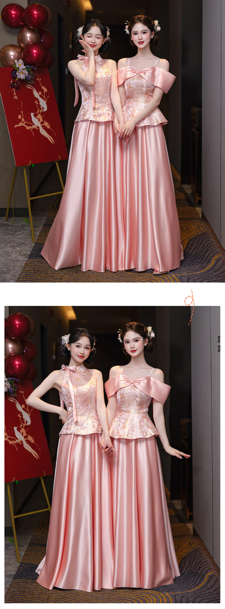 Elegant-Floral-Brocade-Jacquard-Satin-Skirt-Wedding-Party-Bridesmaid-Dress08