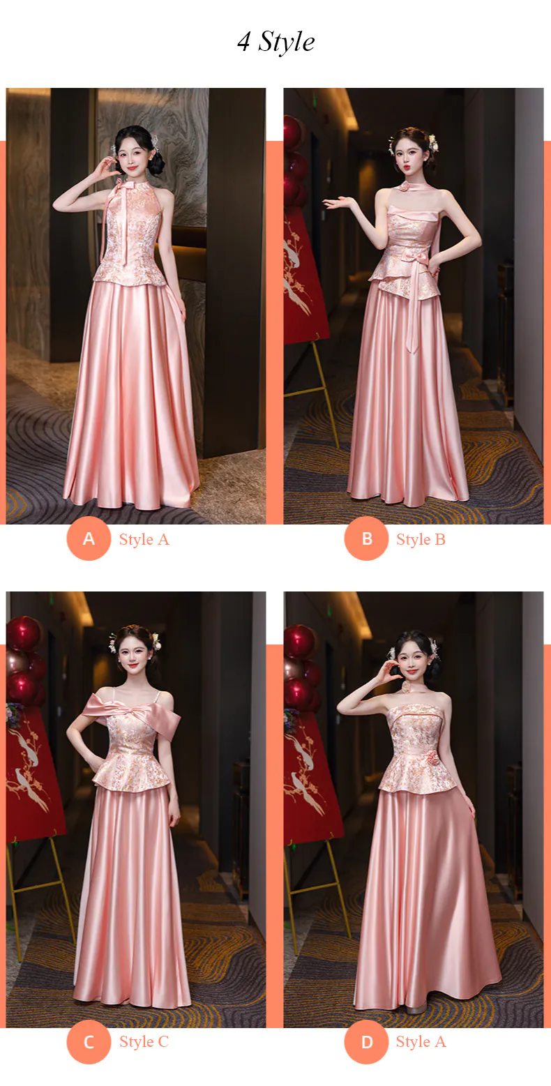 Elegant-Floral-Brocade-Jacquard-Satin-Skirt-Wedding-Party-Bridesmaid-Dress09