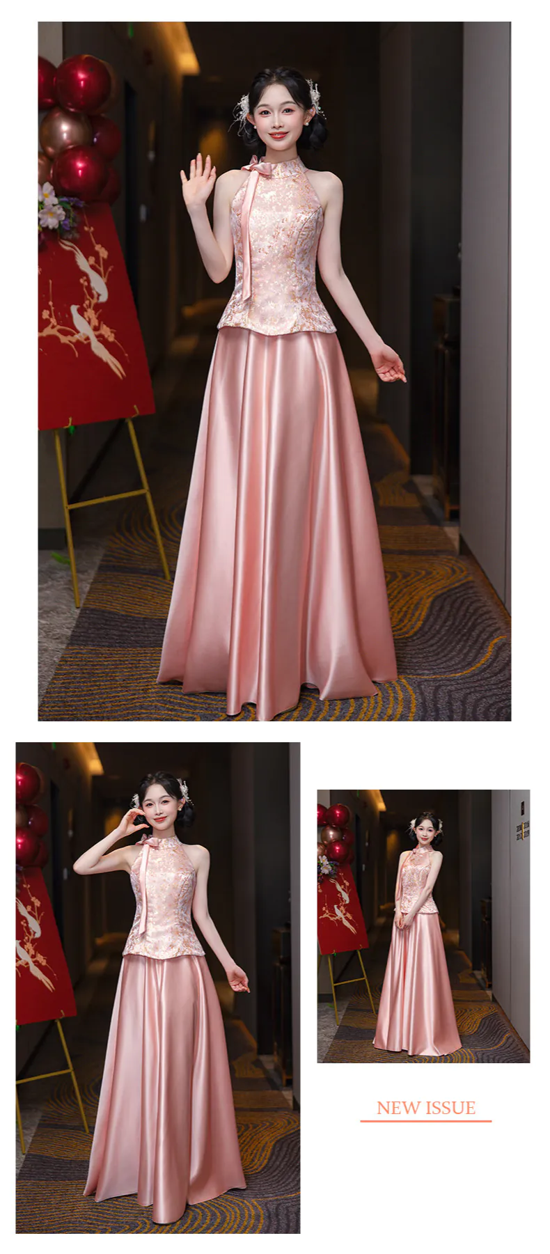 Elegant-Floral-Brocade-Jacquard-Satin-Skirt-Wedding-Party-Bridesmaid-Dress12
