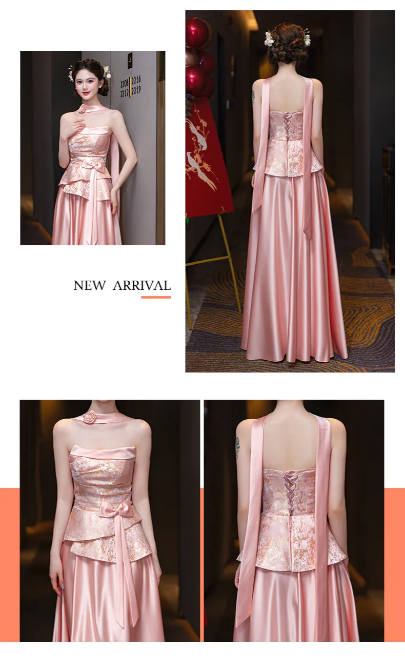 Elegant-Floral-Brocade-Jacquard-Satin-Skirt-Wedding-Party-Bridesmaid-Dress16