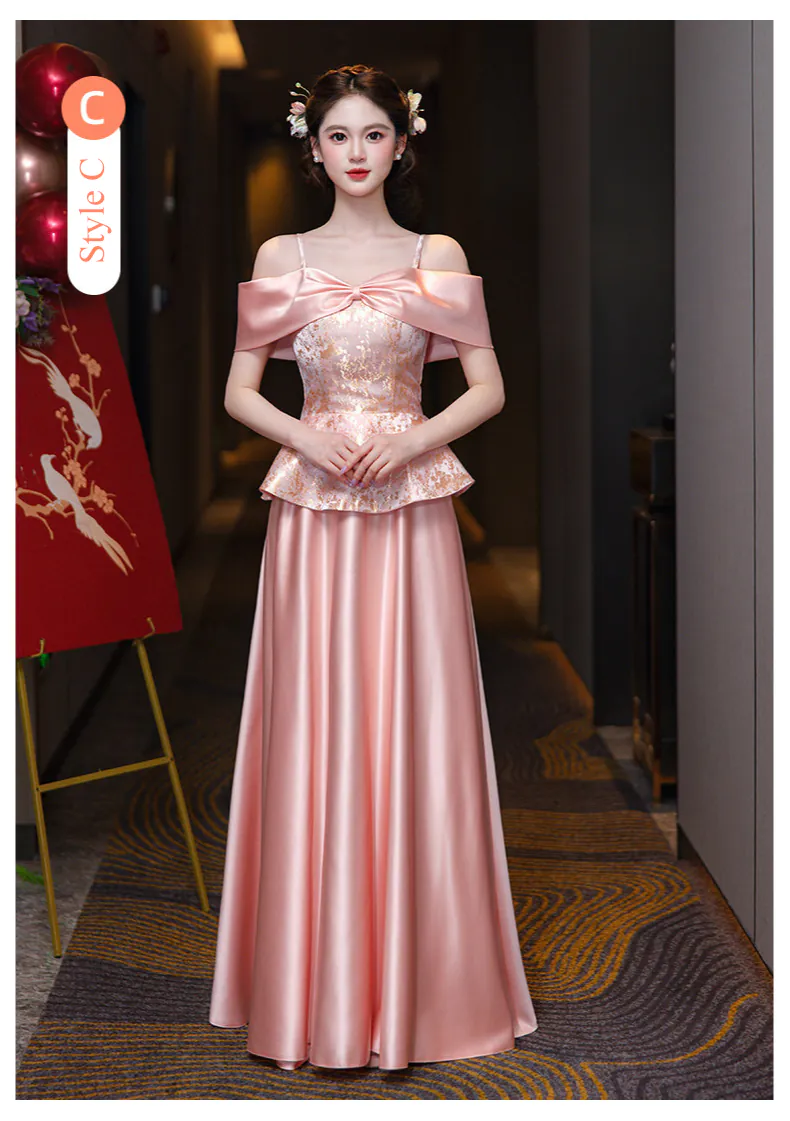 Elegant-Floral-Brocade-Jacquard-Satin-Skirt-Wedding-Party-Bridesmaid-Dress17