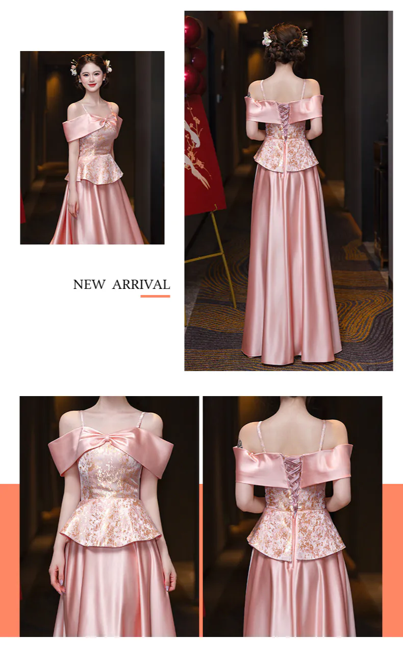 Elegant-Floral-Brocade-Jacquard-Satin-Skirt-Wedding-Party-Bridesmaid-Dress19