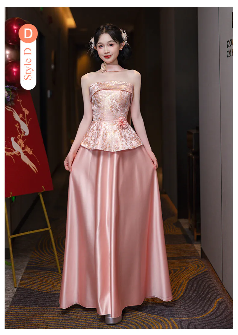 Elegant-Floral-Brocade-Jacquard-Satin-Skirt-Wedding-Party-Bridesmaid-Dress20