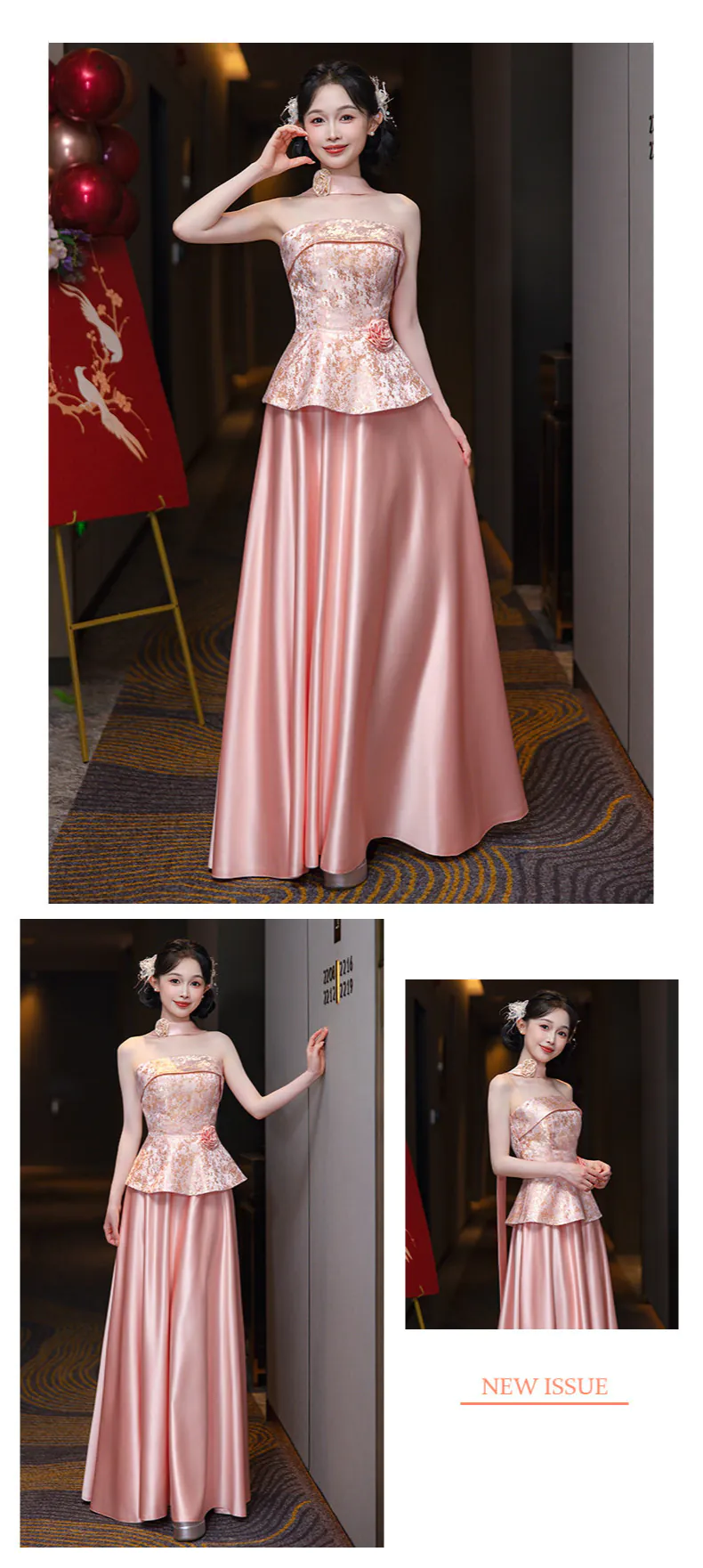 Elegant-Floral-Brocade-Jacquard-Satin-Skirt-Wedding-Party-Bridesmaid-Dress21