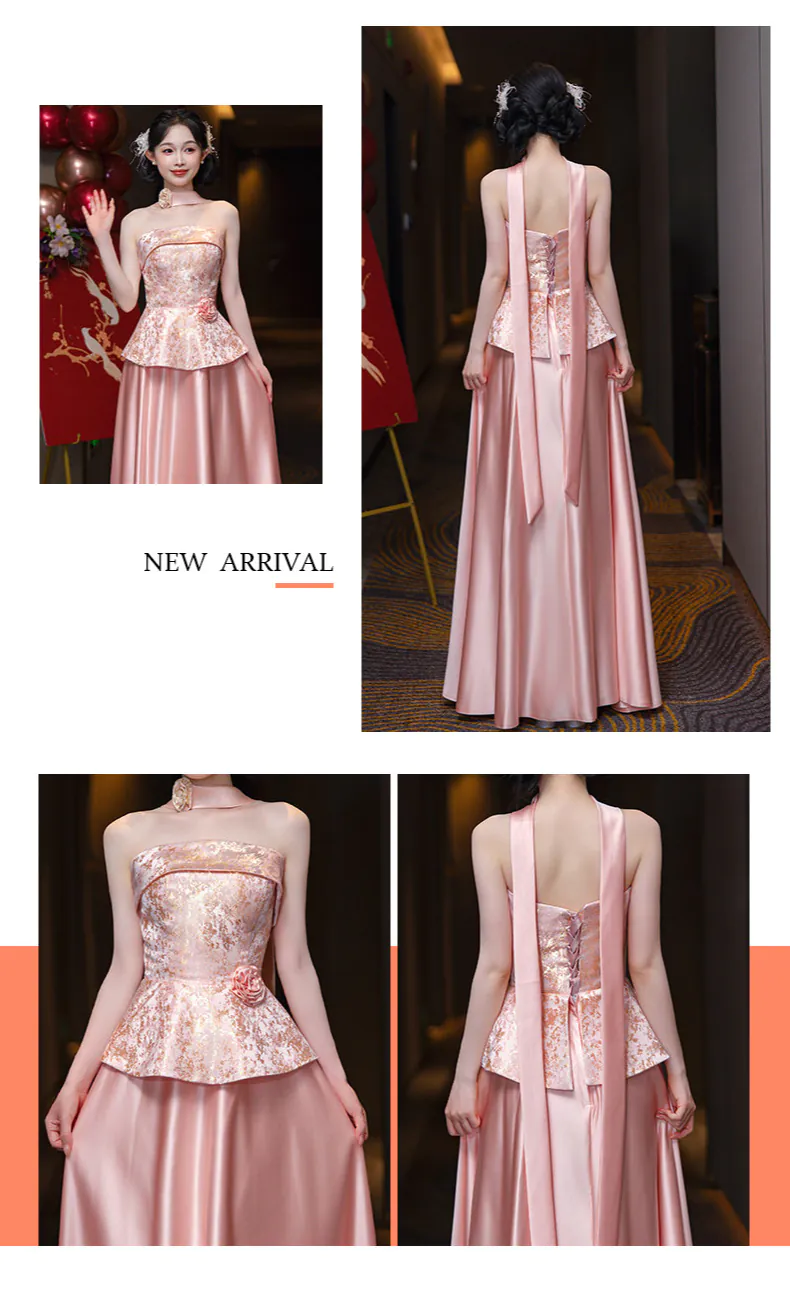 Elegant-Floral-Brocade-Jacquard-Satin-Skirt-Wedding-Party-Bridesmaid-Dress22
