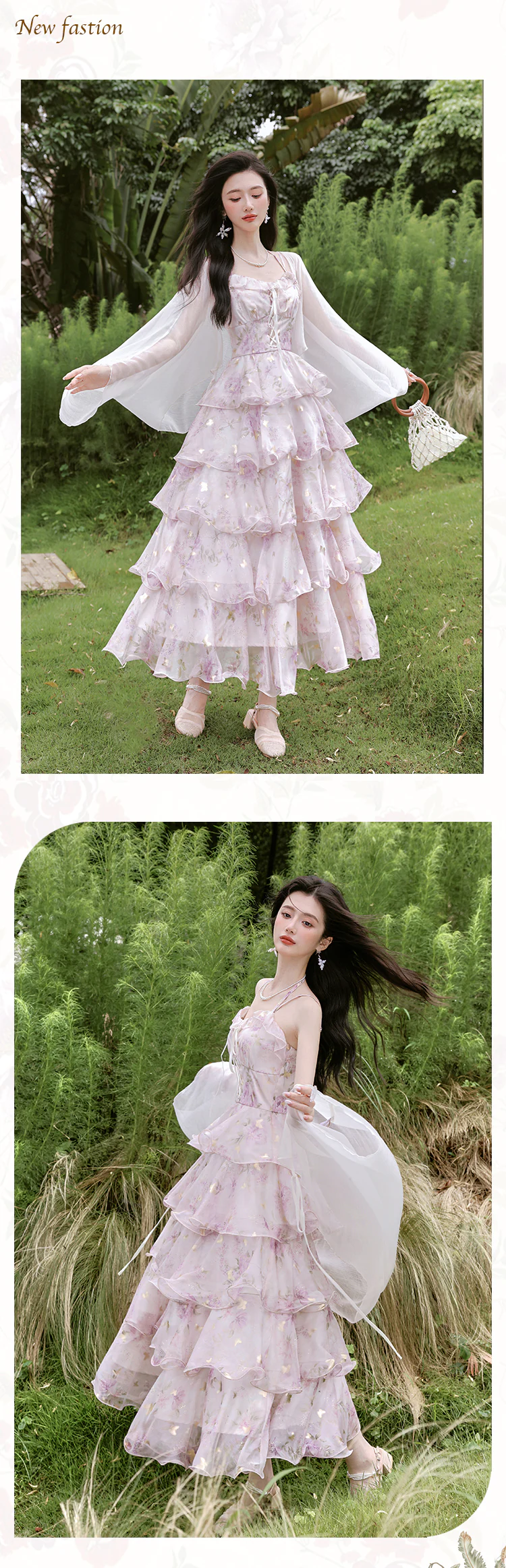 Ethereal-Pastel-Purple-Blossom-Tiered-Ruffle-Skirt-Dress-Sheer-Cardigan-Set13