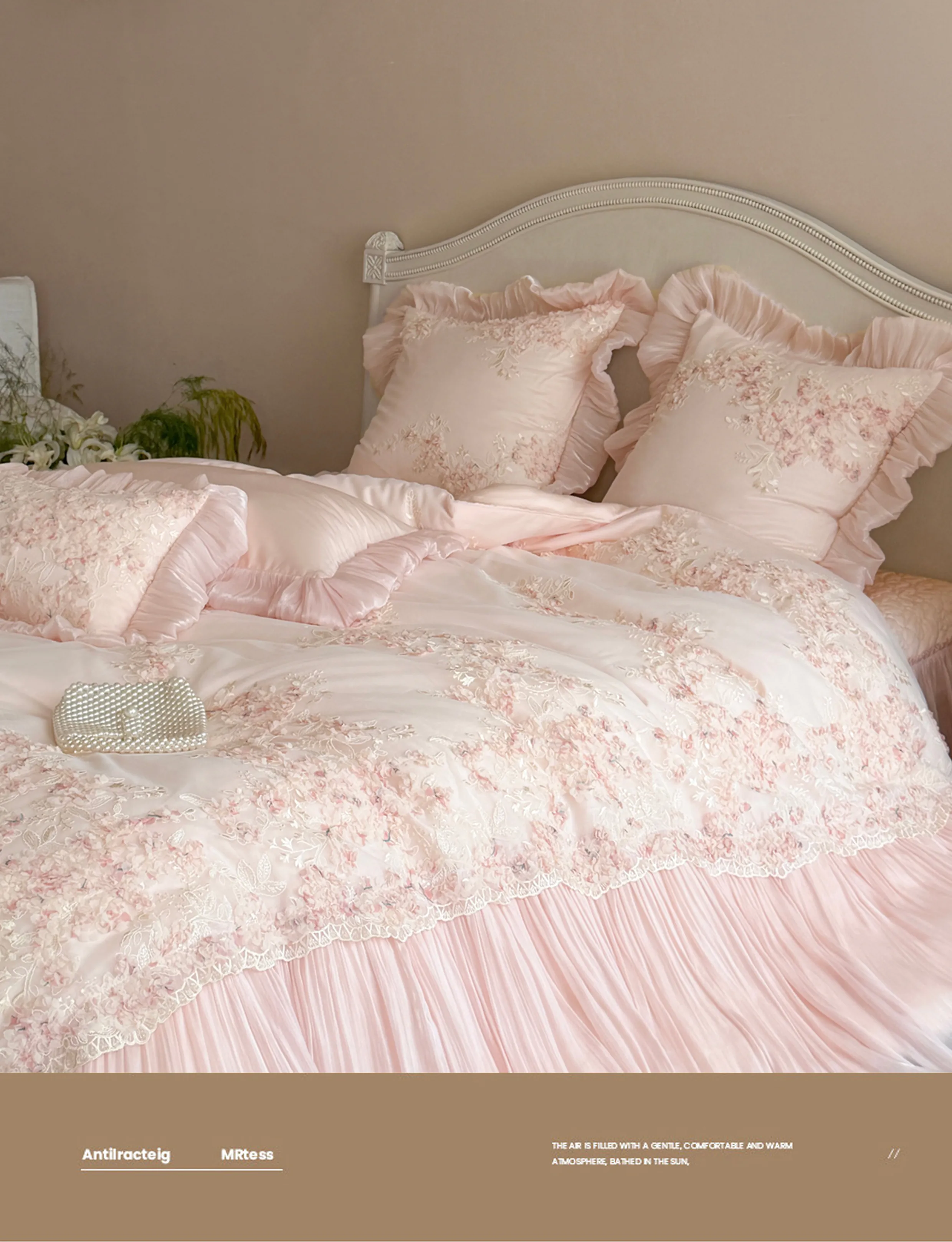 Fairycore-100S-Cotton-3D-Floral-Pleated-Skirt-Bedspread-Duvet-Cover-Set10