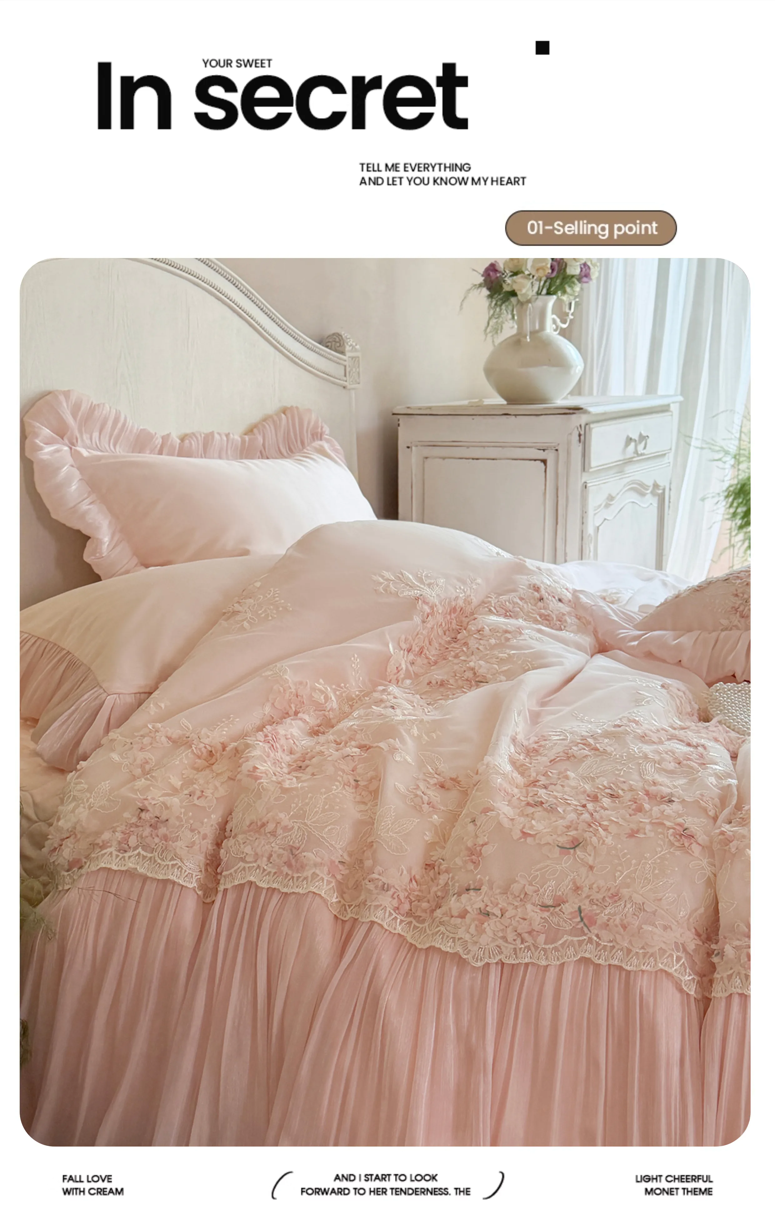 Fairycore-100S-Cotton-3D-Floral-Pleated-Skirt-Bedspread-Duvet-Cover-Set11