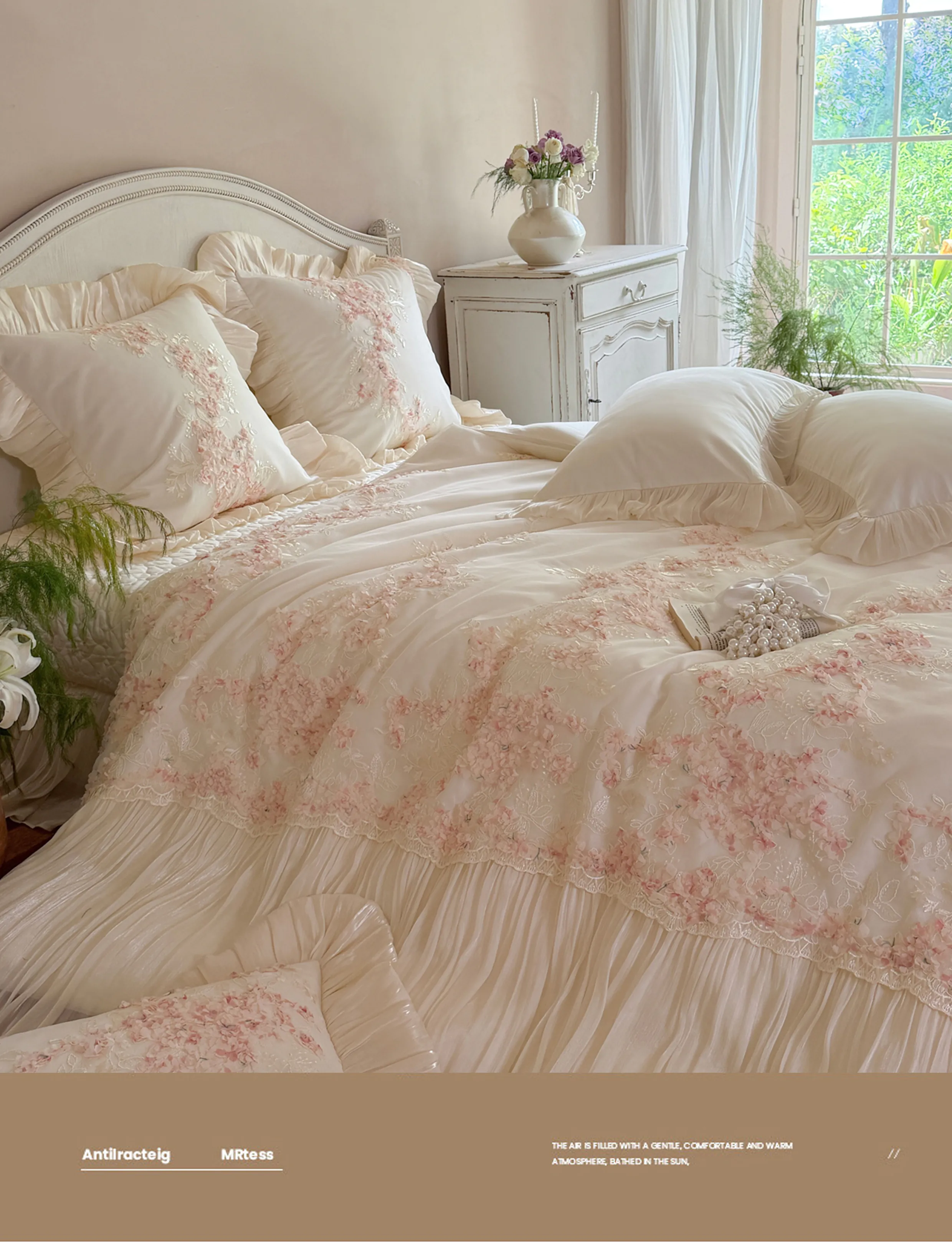 Fairycore-100S-Cotton-3D-Floral-Pleated-Skirt-Bedspread-Duvet-Cover-Set15