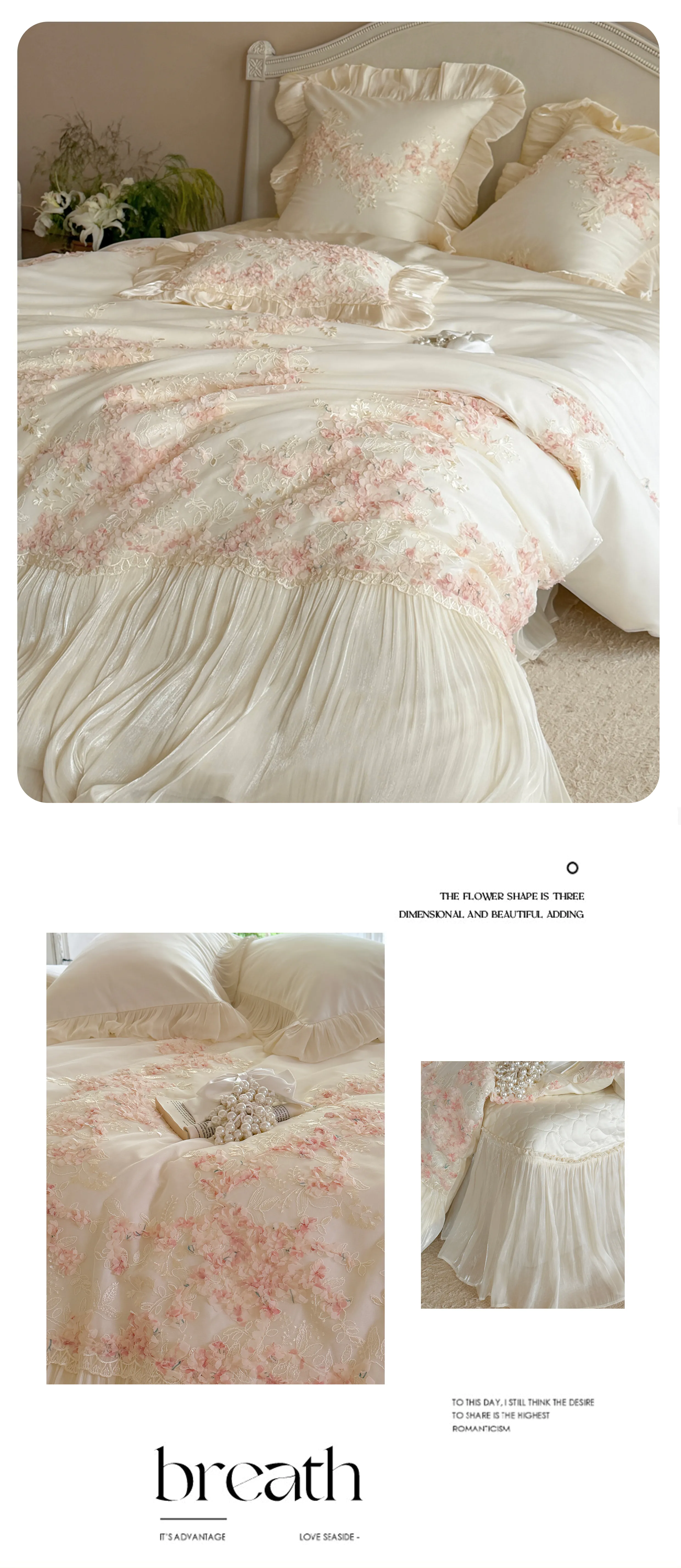 Fairycore-100S-Cotton-3D-Floral-Pleated-Skirt-Bedspread-Duvet-Cover-Set17