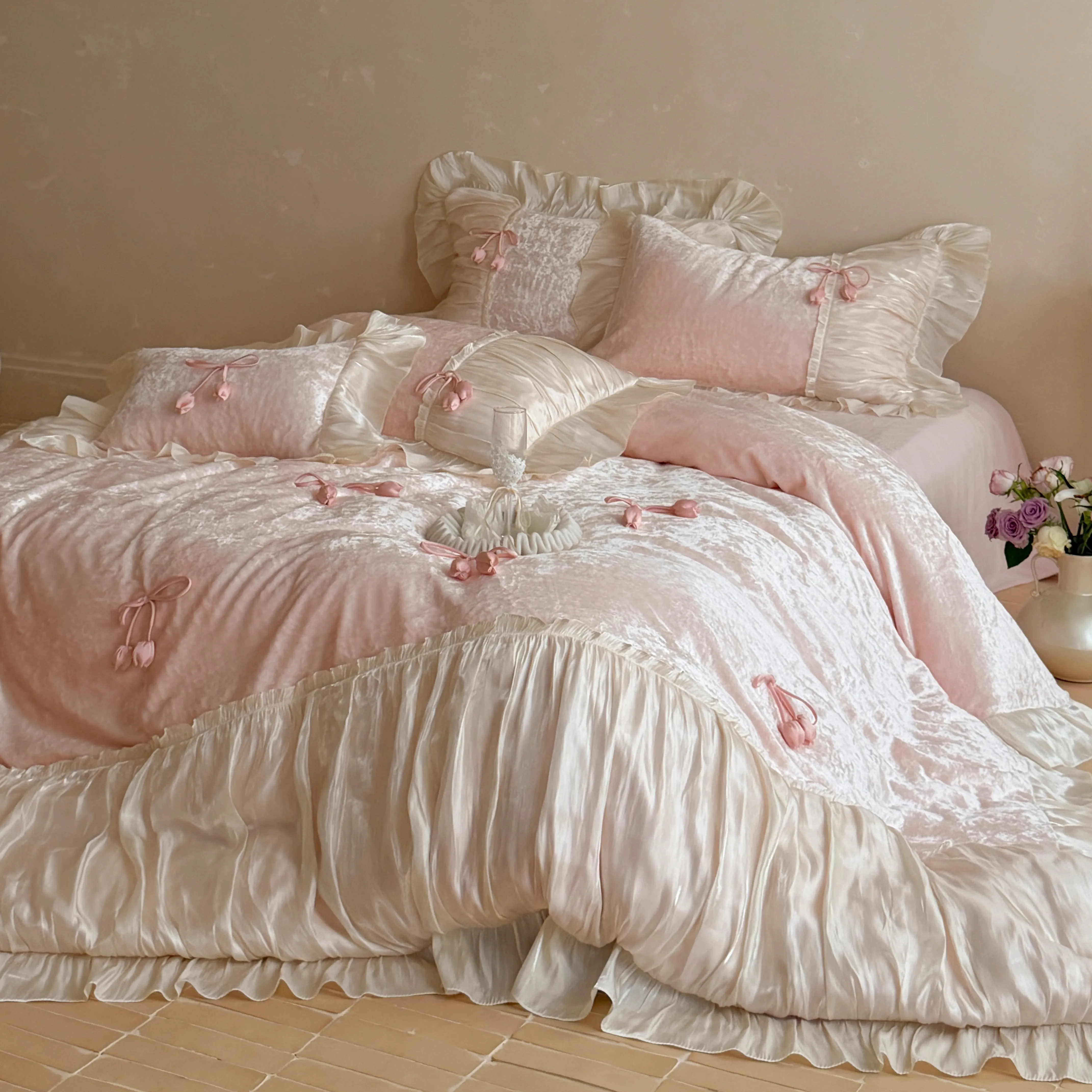 Fairycore Aesthetic Embossed Matte Milk Velvet Fleece Warm Duvet Cover Set02