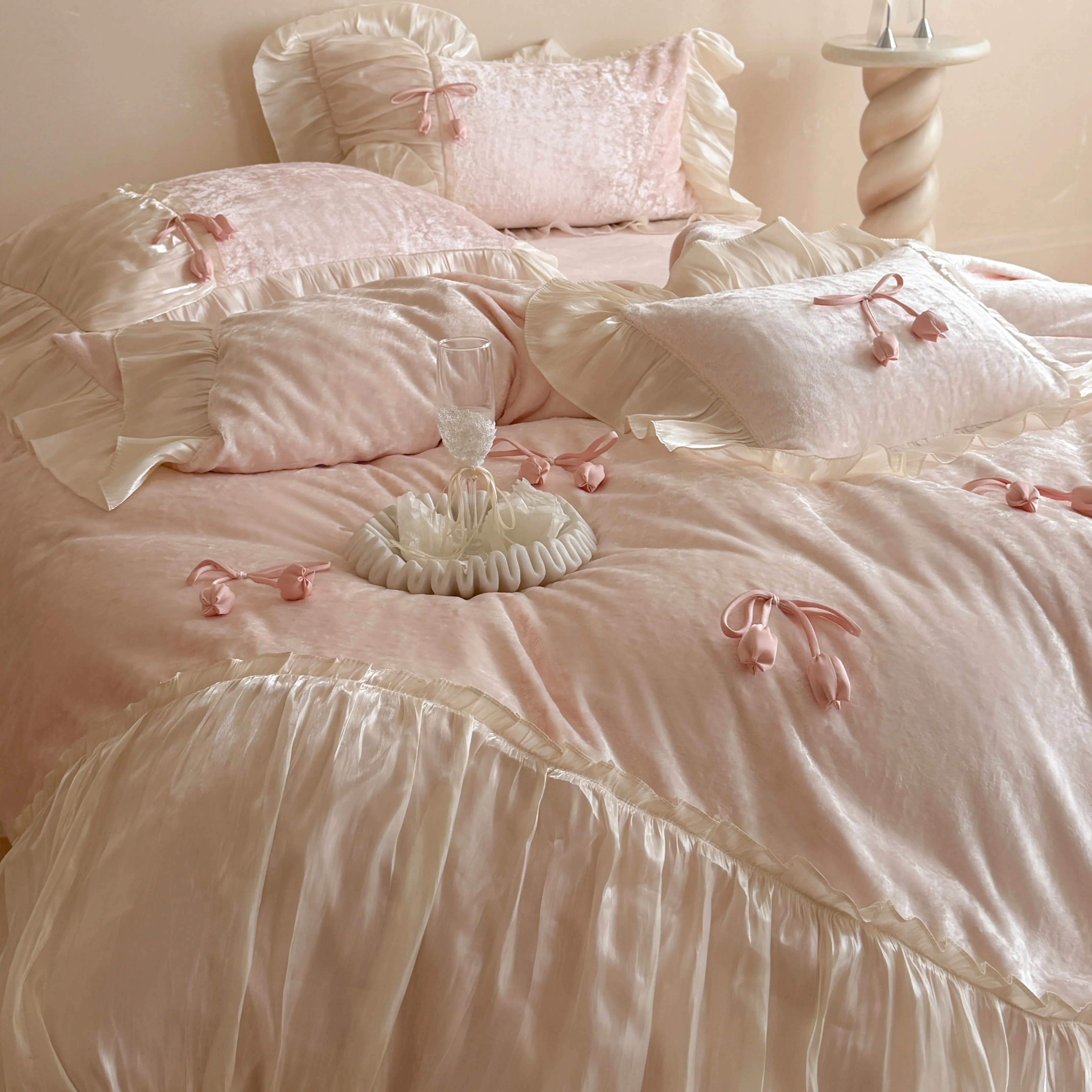 Fairycore Aesthetic Embossed Matte Milk Velvet Fleece Warm Duvet Cover Set03 Fairycore Aesthetic Embossed Matte Milk Velvet Fleece Warm Duvet Cover Set03