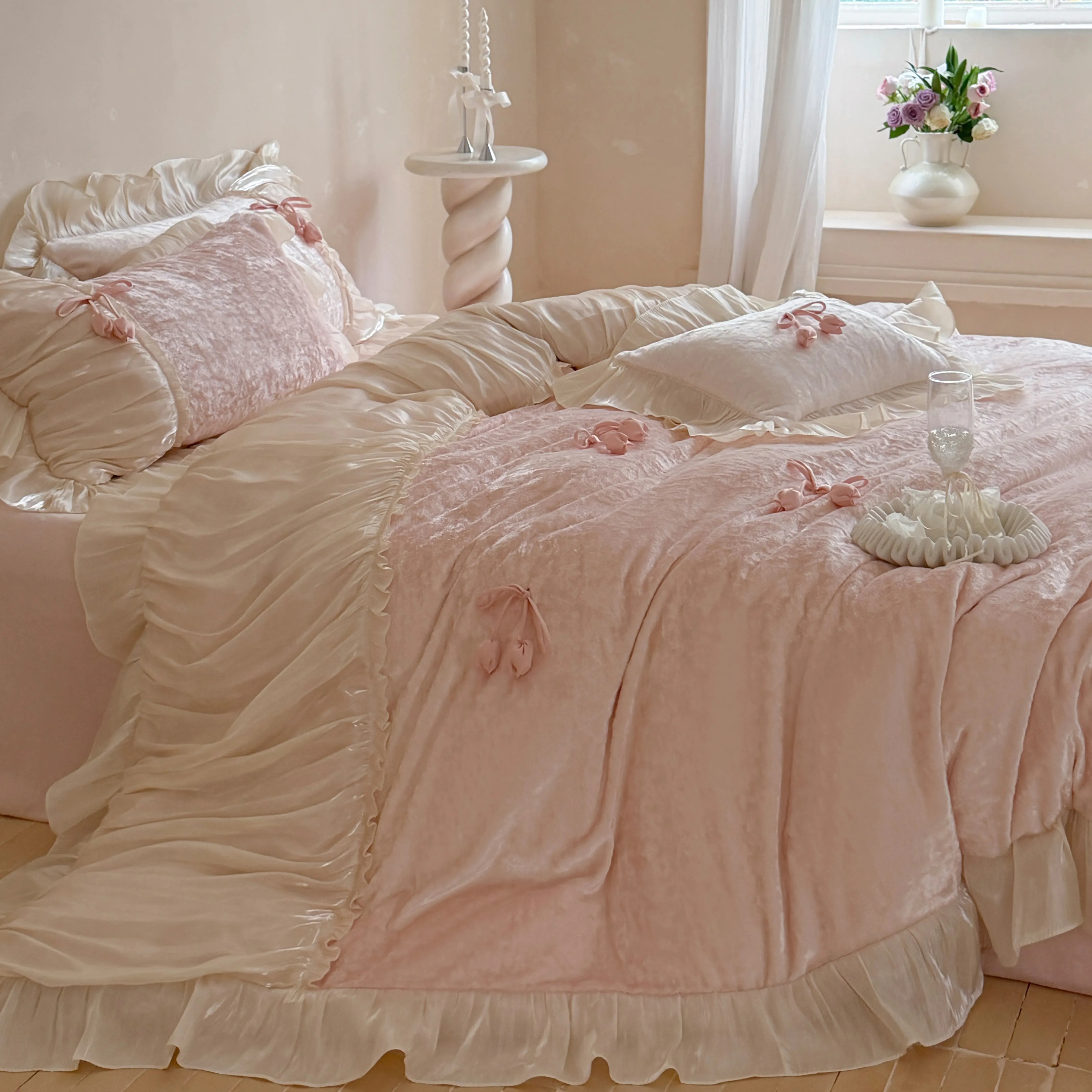 Fairycore Aesthetic Embossed Matte Milk Velvet Fleece Warm Duvet Cover Set04 Fairycore Aesthetic Embossed Matte Milk Velvet Fleece Warm Duvet Cover Set04