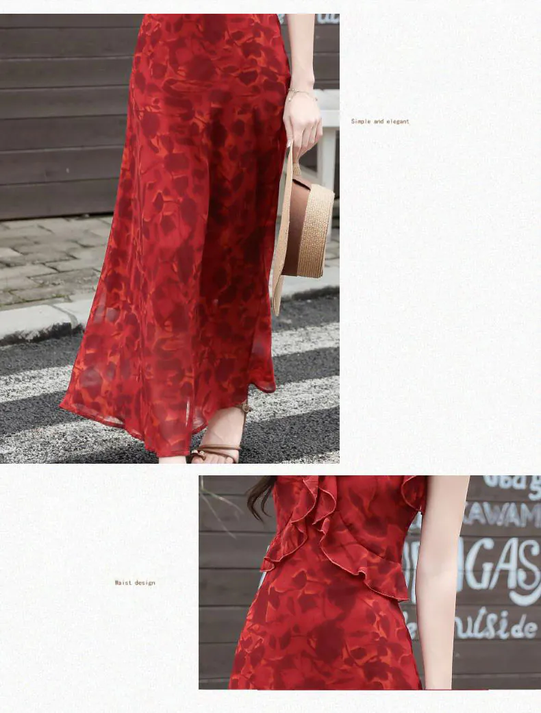 Feminine-Wine-Red-Floral-Print-Chiffon-Dress-with-Sheer-Black-Lace-Cardigan09