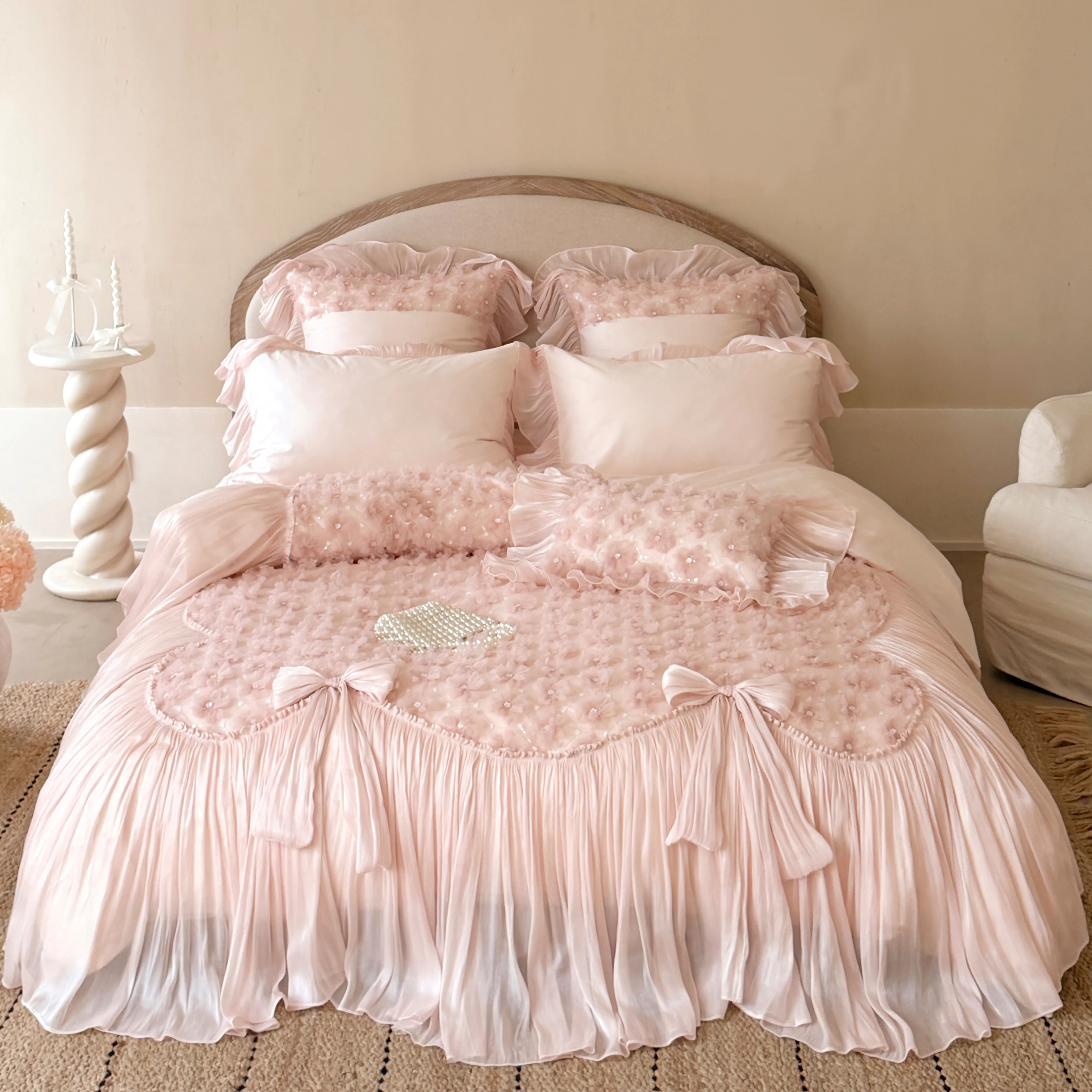 Haute Couture 3D Floral Tiered Ruffle 100S Long Staple Cotton Bedding Set01