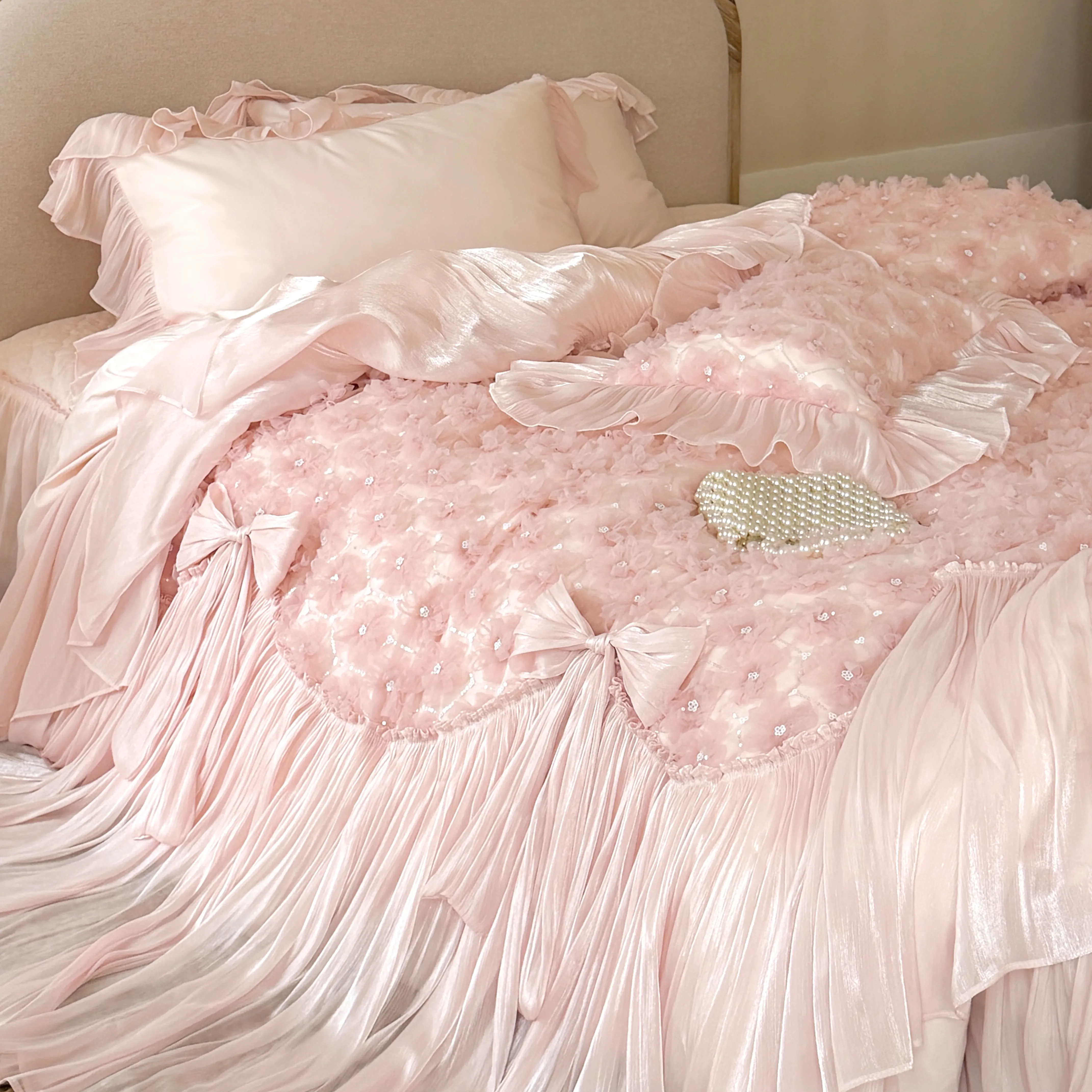Haute Couture 3D Floral Tiered Ruffle 100S Long-Staple Cotton Bedding Set03 Haute Couture 3D Floral Tiered Ruffle 100S Long Staple Cotton Bedding Set03
