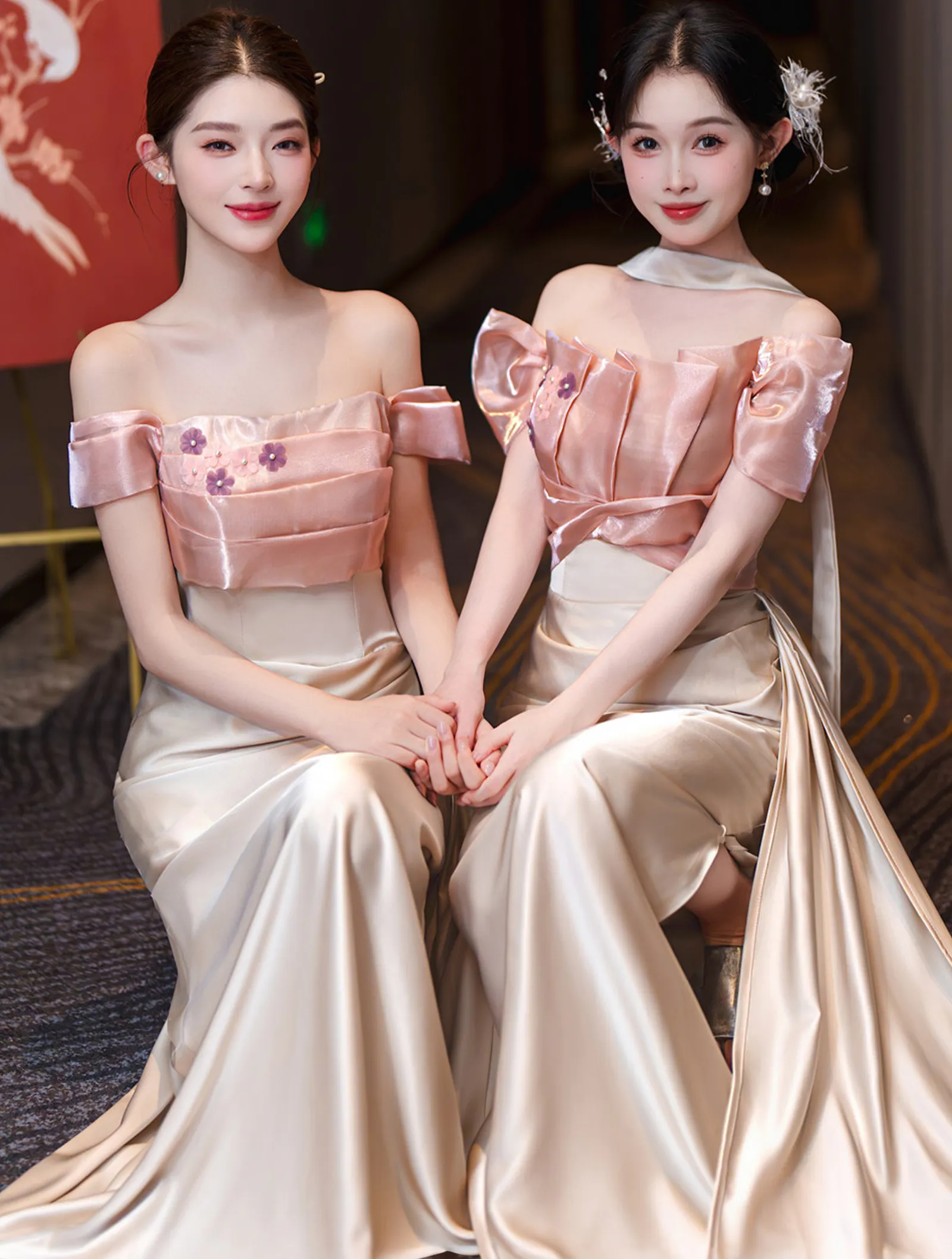 Luxurious Champagne Satin Mix and Match Wedding Party Bridesmaid Dress02