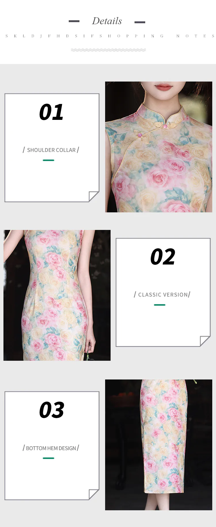 Pastel-Pink-and-Yellow-Rose-Floral-Print-Sleeveless-Chinese-Qipao-Dress10