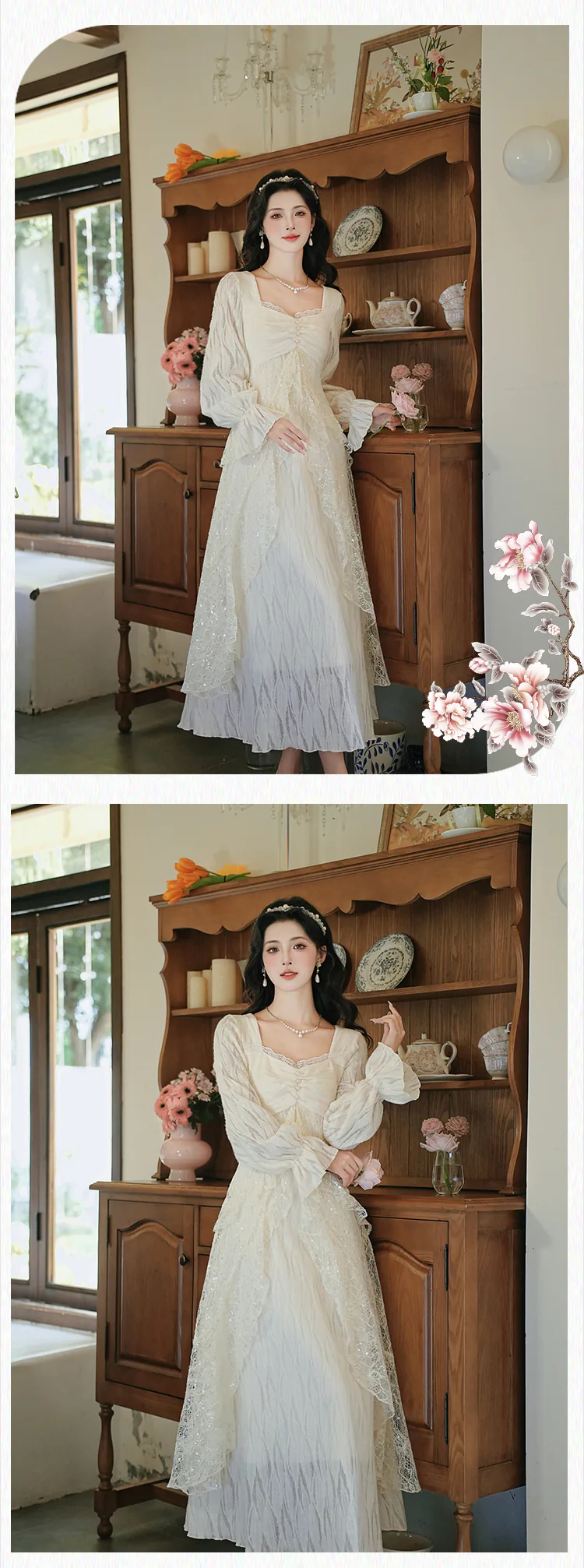 Retro-Square-Neckline-Fleece-Lined-Slit-Ruffle-Lace-Fall-Winter-Casual-Dress14