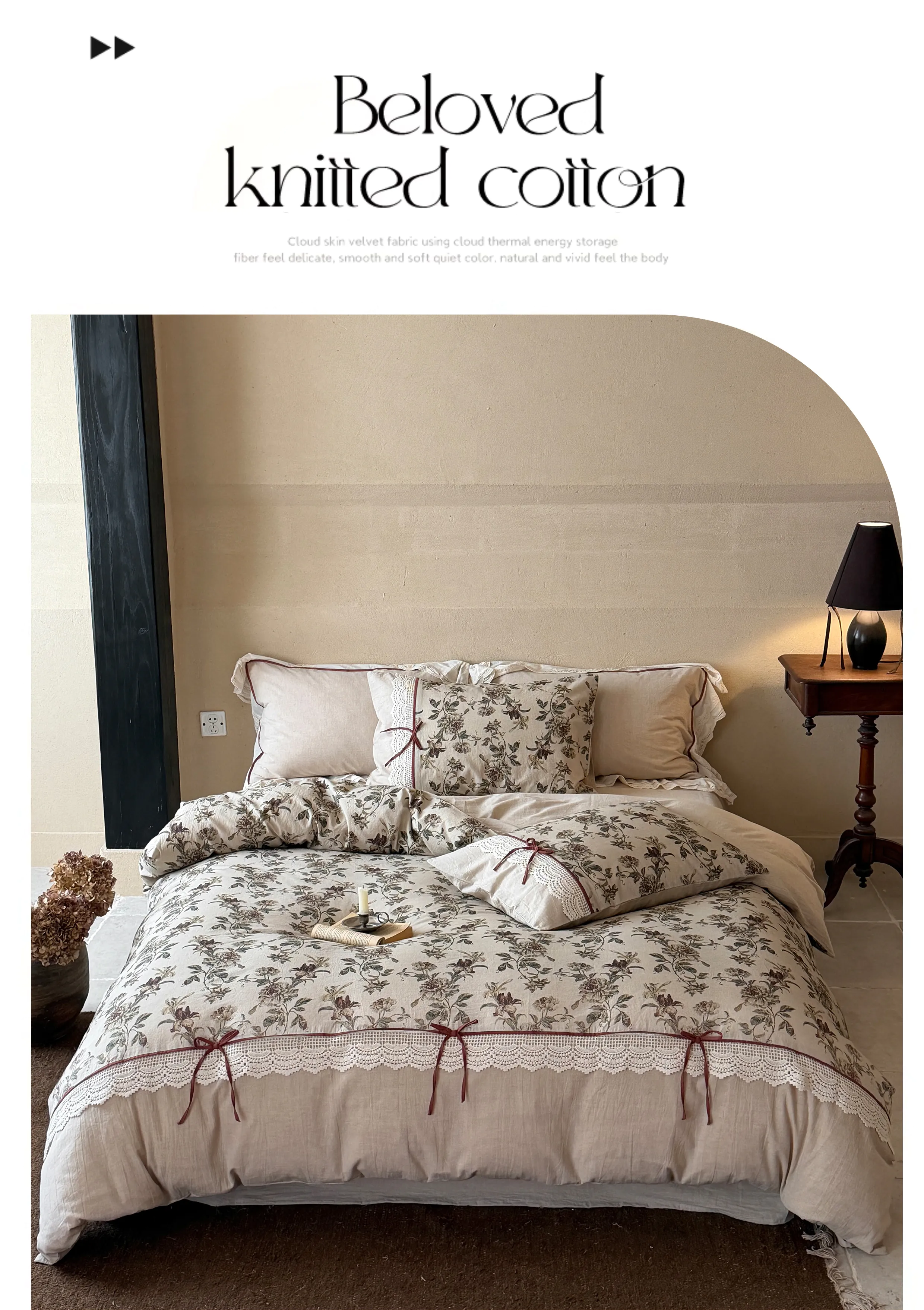 Rustic-Country-Botanical-Floral-Lace-Hem-Natural-Cotton-Linen-Bedding-Set07