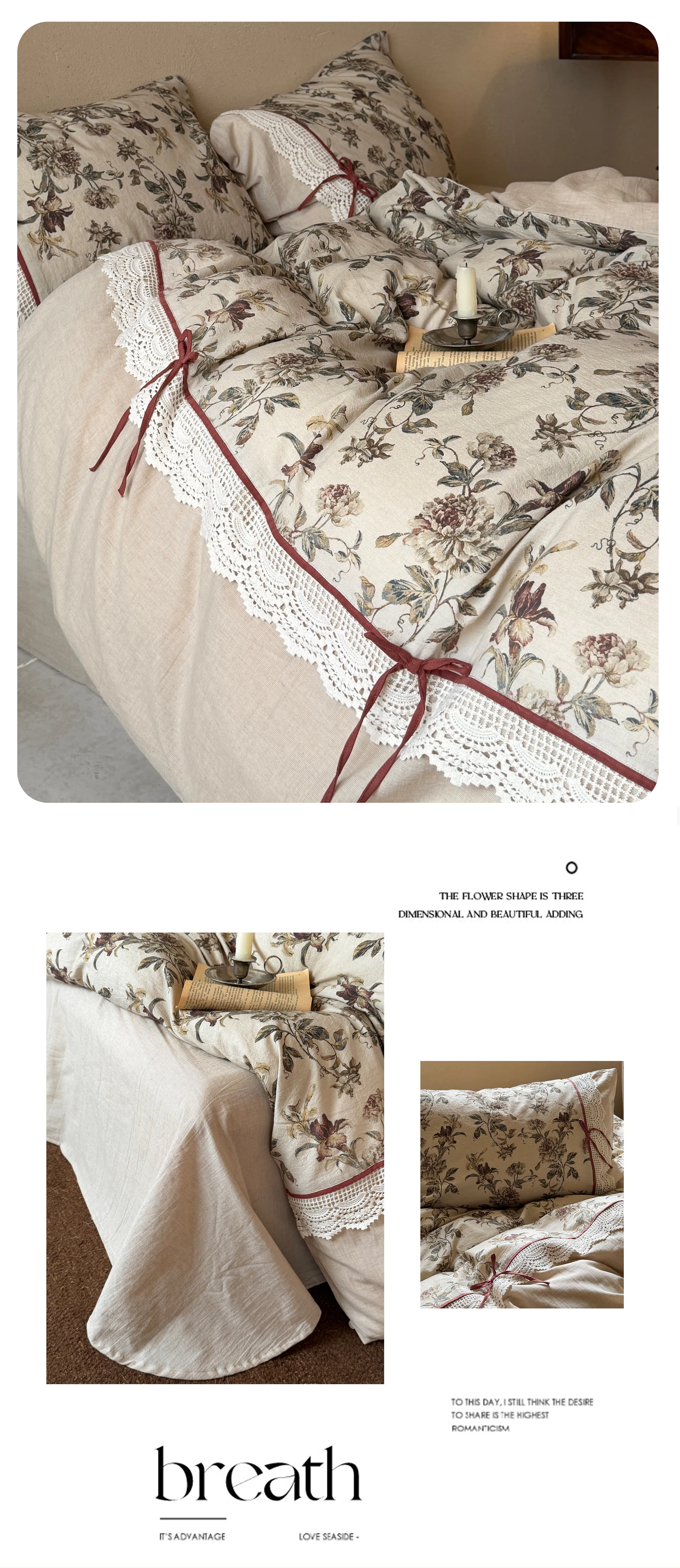 Rustic-Country-Botanical-Floral-Lace-Hem-Natural-Cotton-Linen-Bedding-Set10