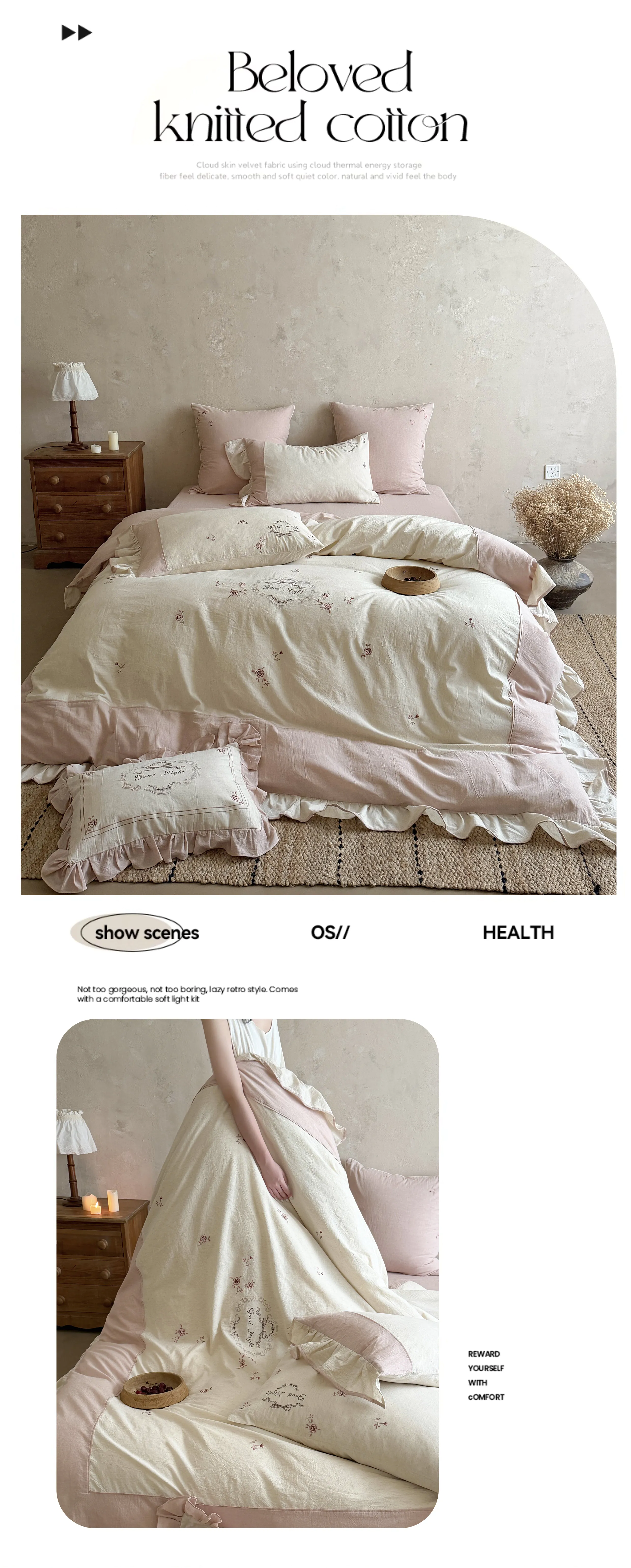 Rustic-Soft-Farmhouse-Floral-Embroidery-Cotton-Linen-Bedding-4-Piece-Set09