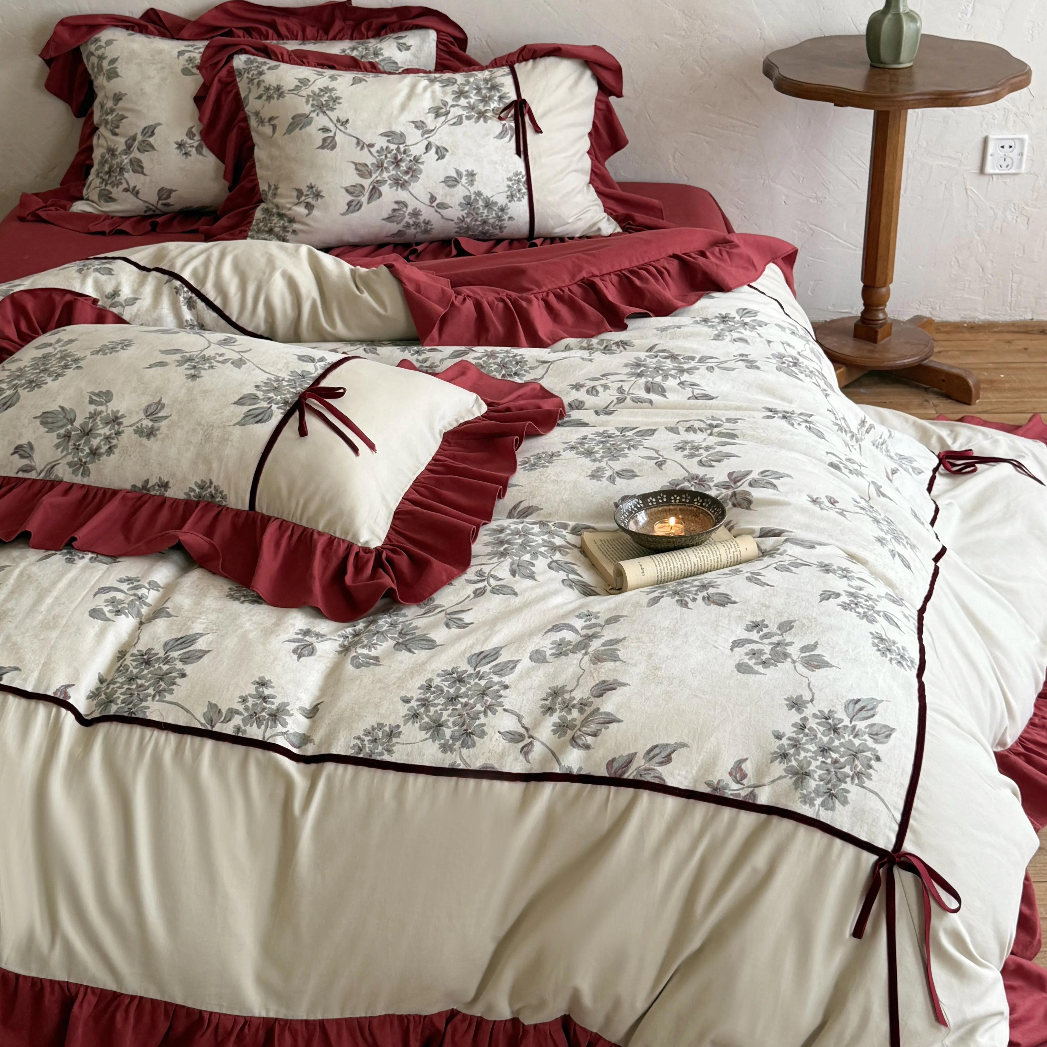 Shabby Chic Botanical Floral Branch Printed Brushed Microfiber Bedding Set03 Shabby Chic Botanical Floral Branch Printed Brushed Microfiber Bedding Set03