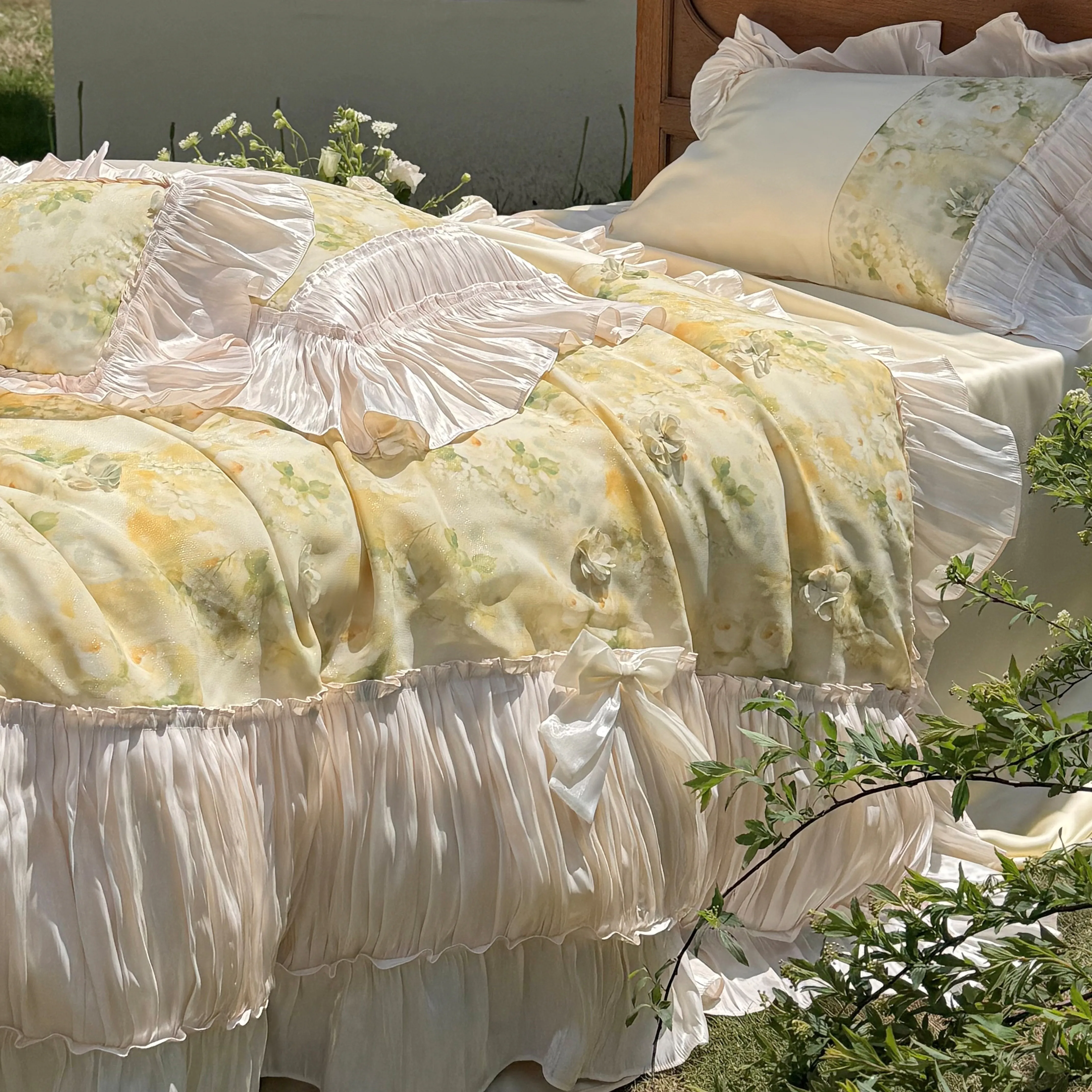 Shabby Chic Botanical Floral Print 100S Pure Egyptian Cotton Bed Sheet Set03 Shabby Chic Botanical Floral Print 100S Pure Egyptian Cotton Bed Sheet Set03