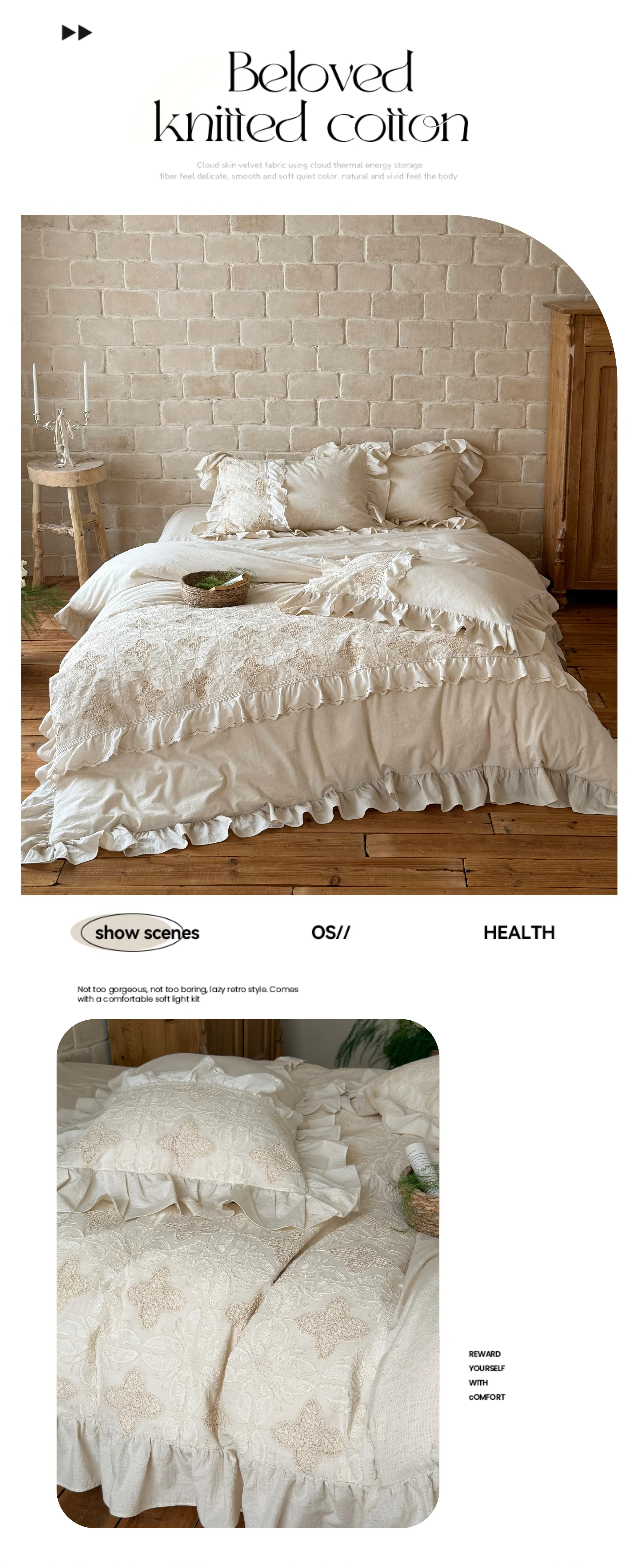Shabby-Chic-Farmhouse-Clover-Pattern-Rustic-Cotton-Linen-Bedding-Set07